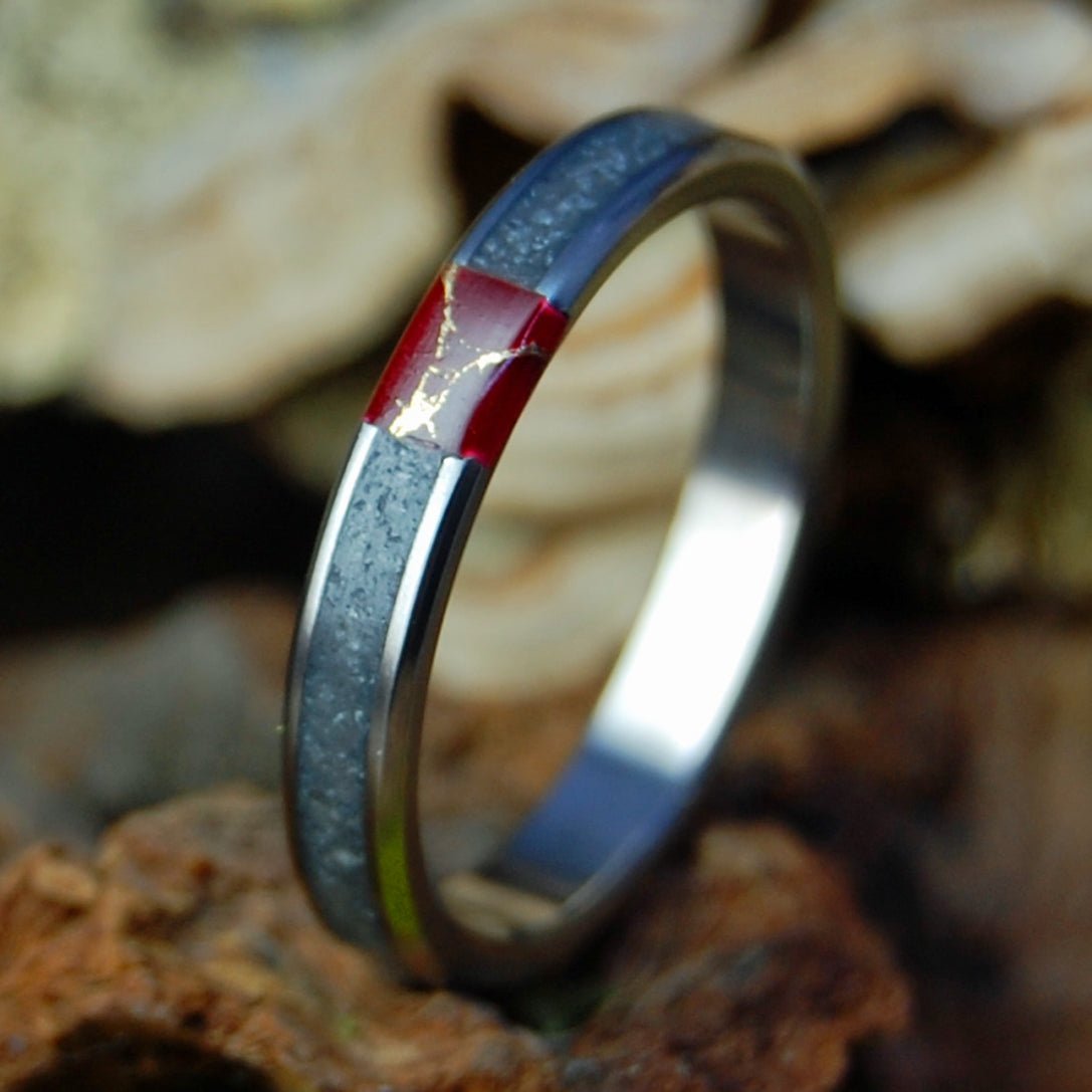 LAKE TAHOE RED | Women's Lake Tahoe Beach Sand, Jasper Stone & Titanium Wedding Ring - Minter and Richter Designs