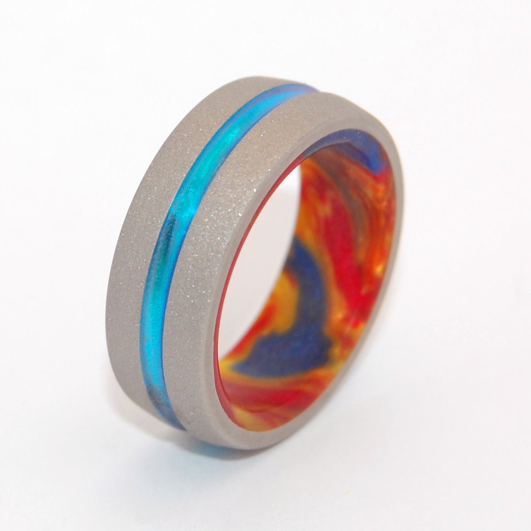 Lava Burst Explosion | Men's Lava Burst Resin & Titanium Wedding Ring - Minter and Richter Designs