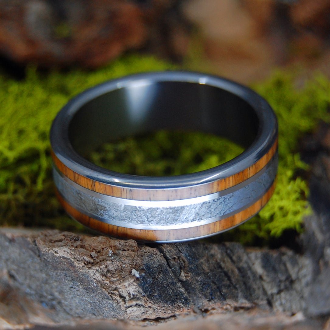 Lignum Vitae Meteorite | Men's Lignum Vitae, Meteorite & Titanium Wedding Ring - Minter and Richter Designs