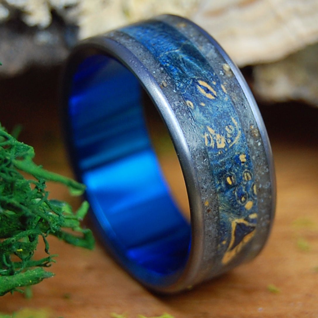 LONG ISLAND SEAS | Men's Beach Sand, Box Elder & Titanium Wedding Ring - Minter and Richter Designs