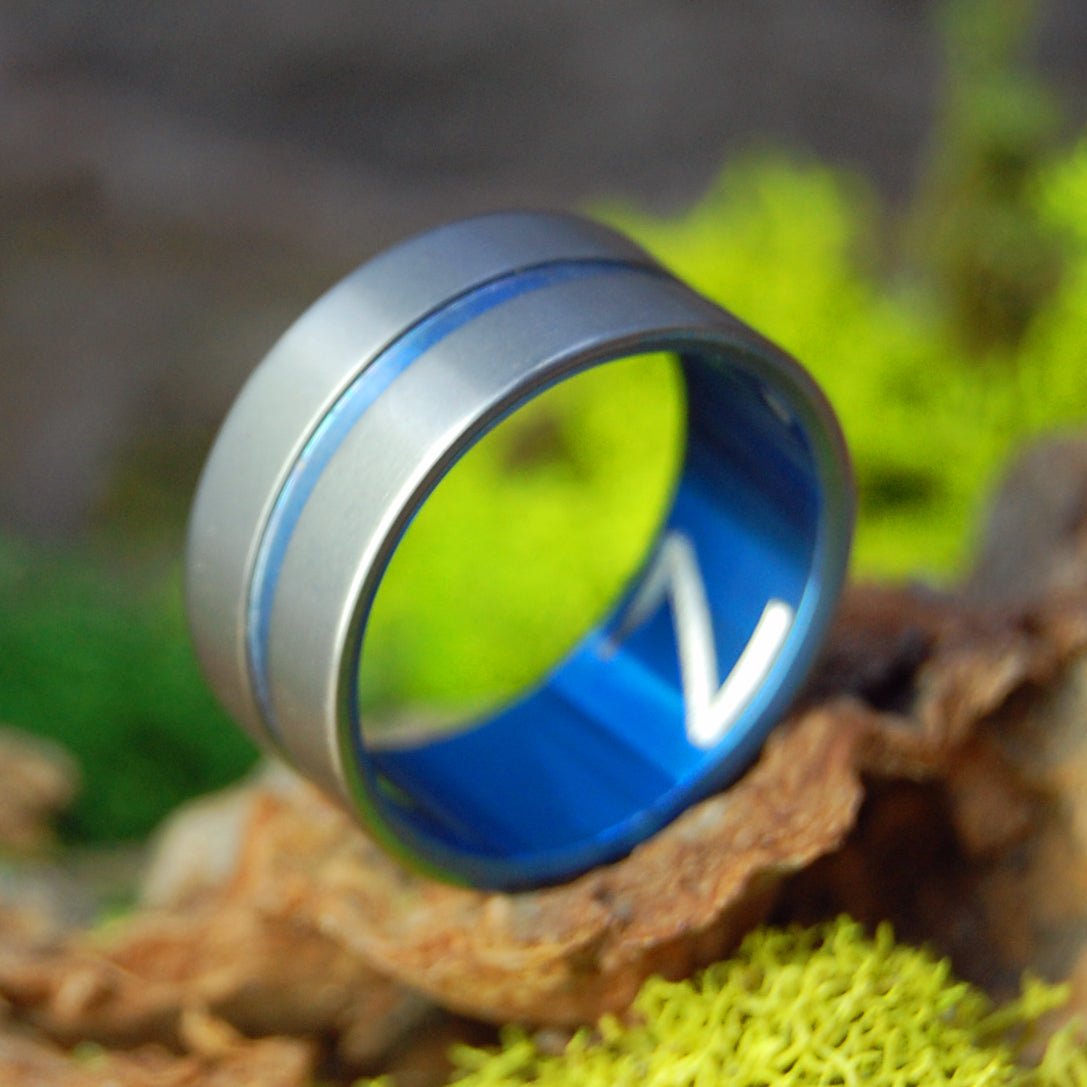 Lord Henry Engraved with Z| Size 9.75 At 9.5mm | Titanium Wedding Ring | On Sale - Minter and Richter Designs