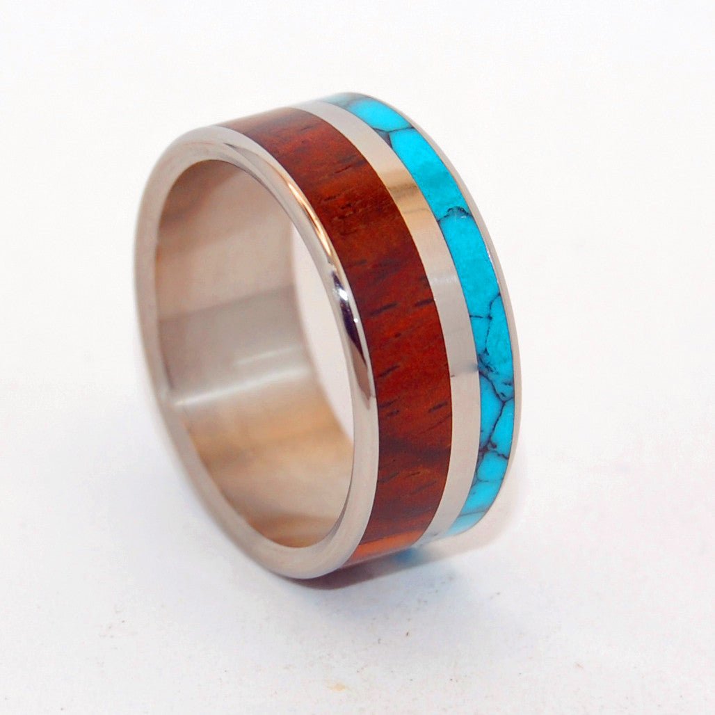 Love And Beyond | Men's Turquoise, Wood & Titanium Wedding Ring - Minter and Richter Designs