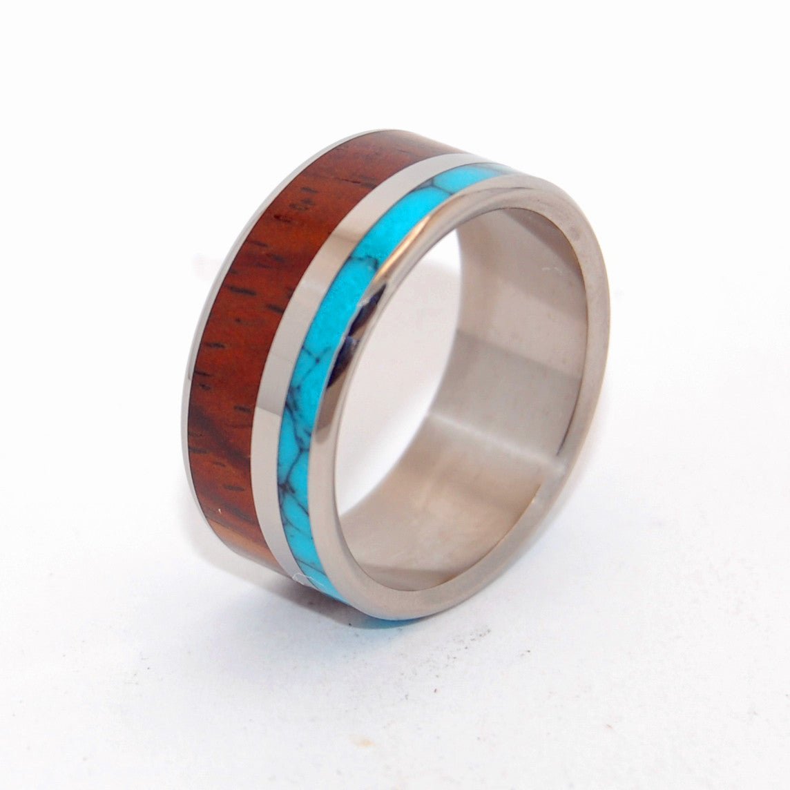 Love And Beyond | Men's Turquoise, Wood & Titanium Wedding Ring - Minter and Richter Designs