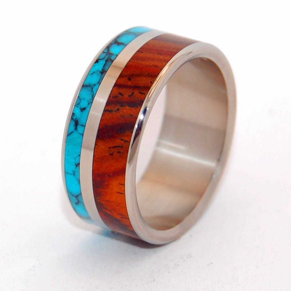 Love And Beyond | Men's Turquoise, Wood & Titanium Wedding Ring - Minter and Richter Designs