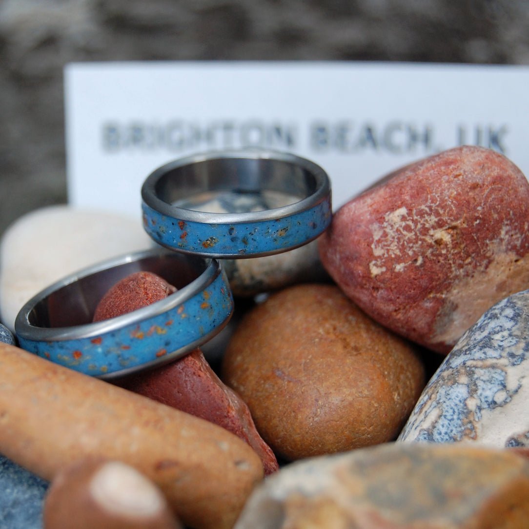 LOVE, BRIGHTON | Men's or Women's Brighton Beach Sand & Titanium Wedding Ring - Minter and Richter Designs