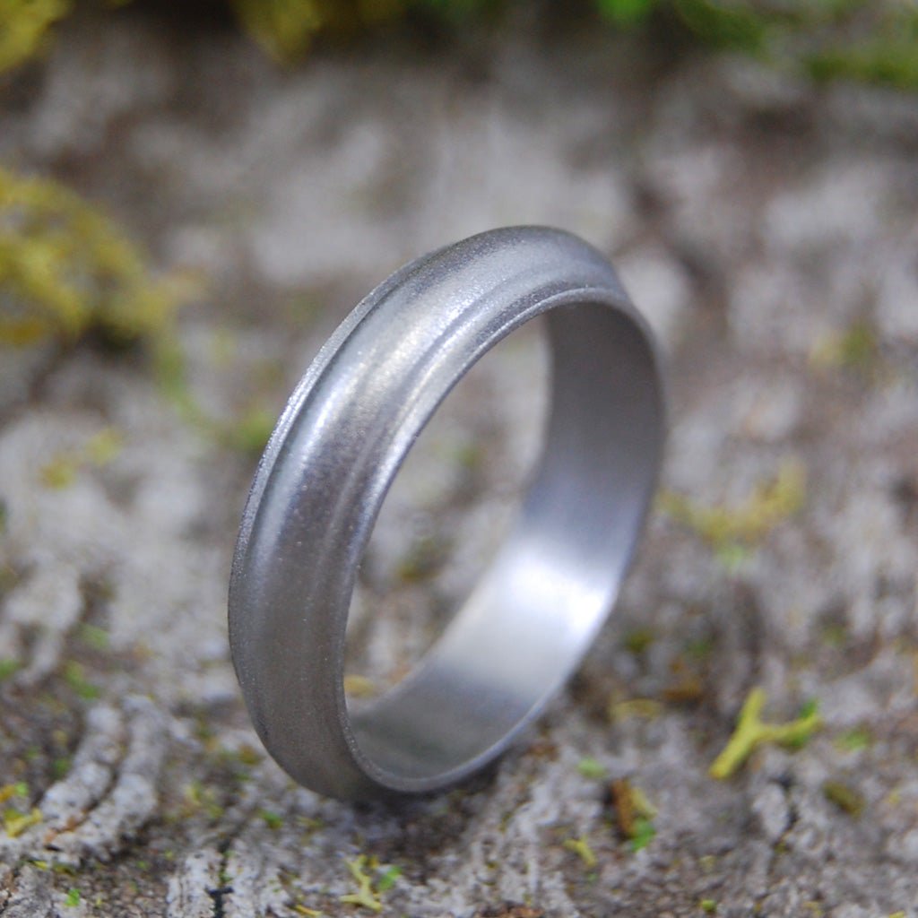Love's Harmony | Size 8.75 At 4.8mm | Glass Bead Blasted Titanium | Titanium Wedding Ring | On Sale - Minter and Richter Designs