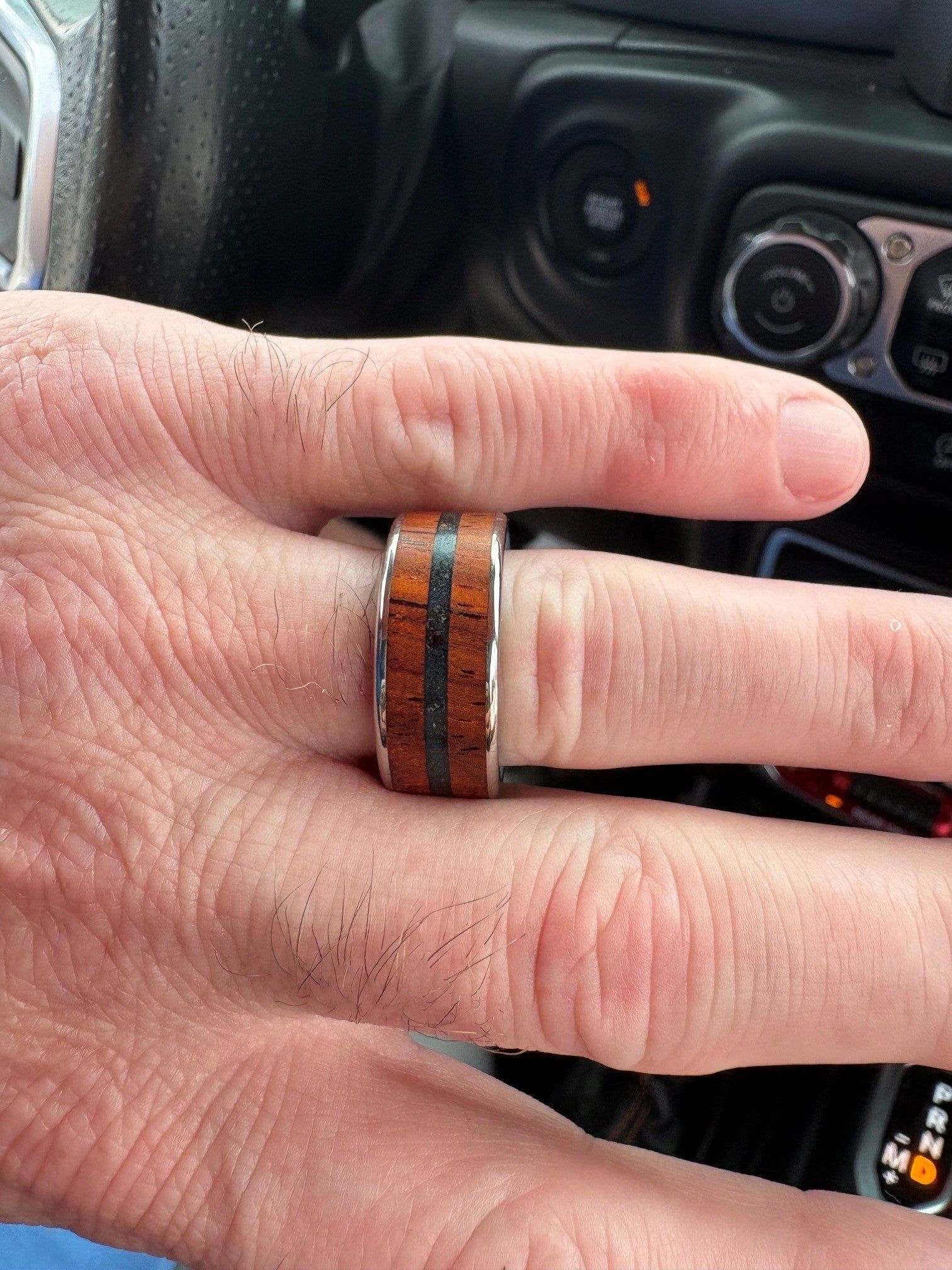 LOW COUNTRY SHARKS SET | Men's Cocobolo Wood, South Carolina Sand, Shark Teeth & Titanium Wedding Rings - Minter and Richter Designs