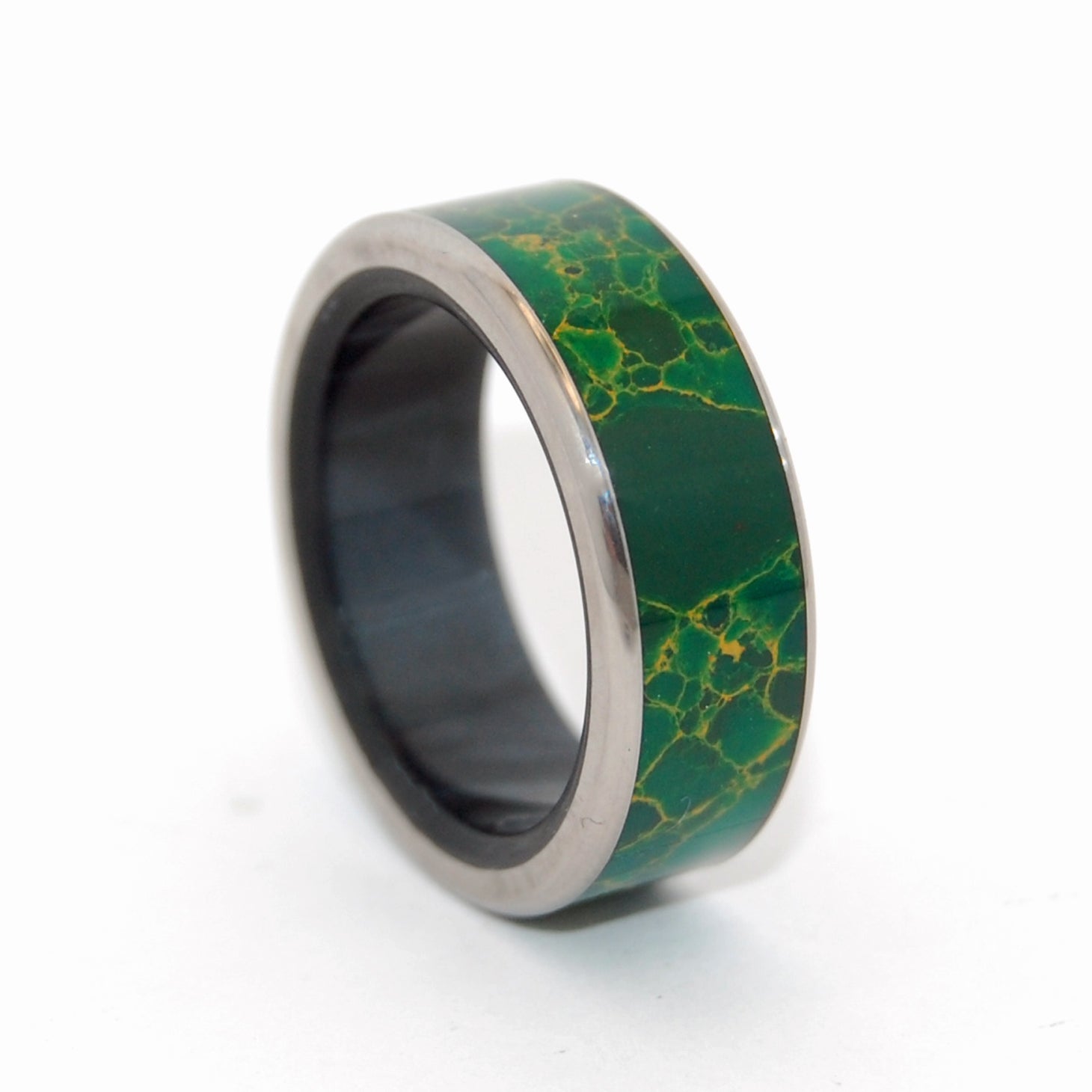 Lucine | Men's Egyptian Jade & Titanium Wedding Ring - Minter and Richter Designs
