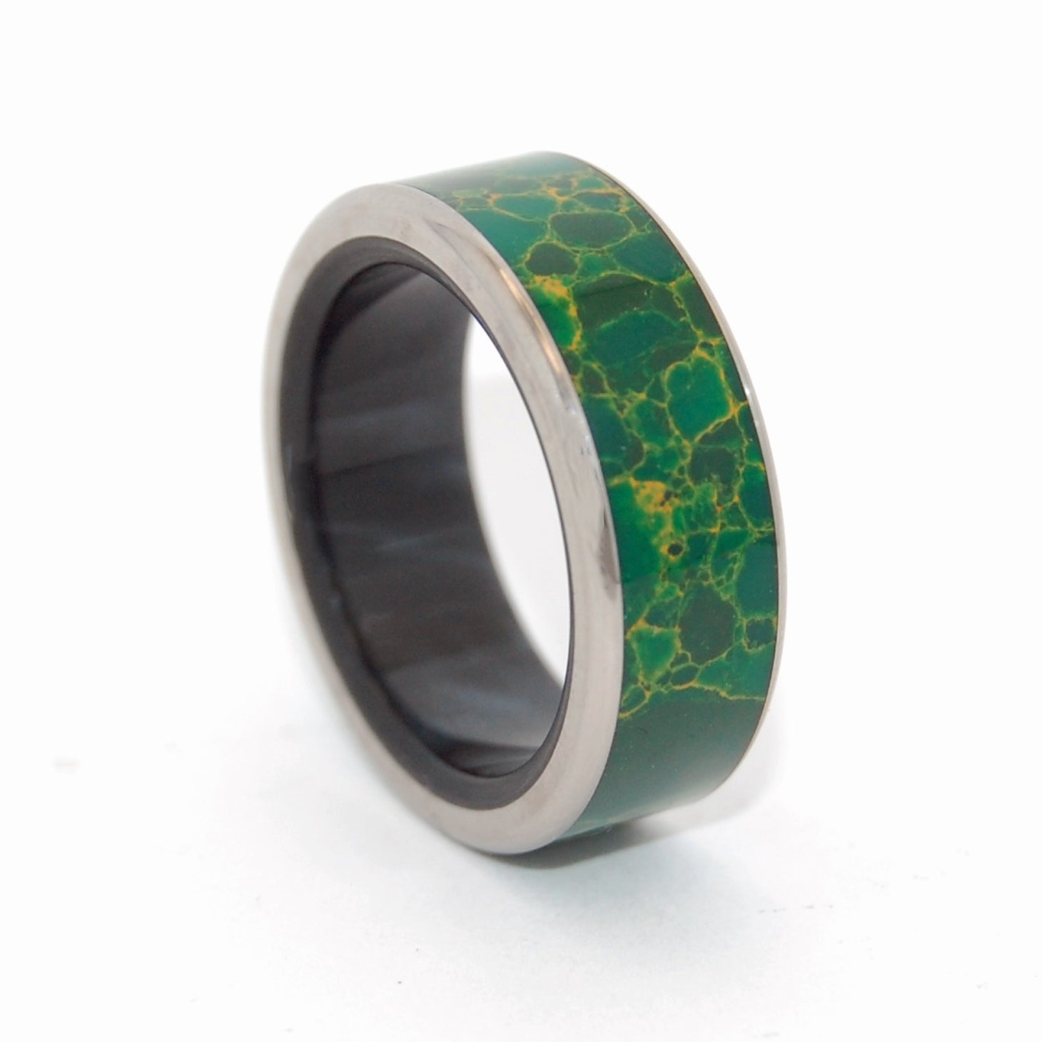 Lucine | Men's Egyptian Jade & Titanium Wedding Ring - Minter and Richter Designs
