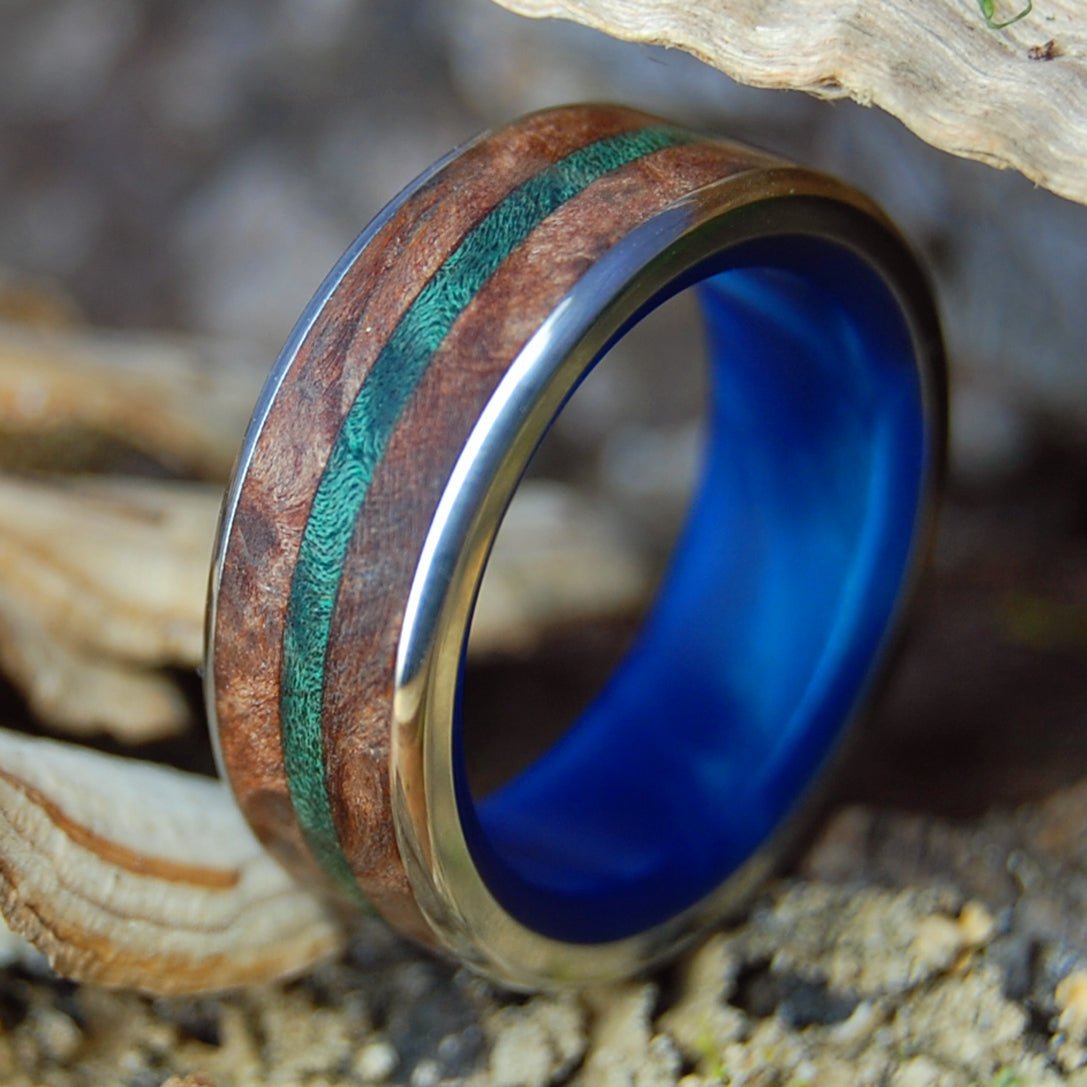 MAPLE & DARK RED OAK | Men's Maple Wood, Oak Wood & Titanium Wedding Ring - Minter and Richter Designs