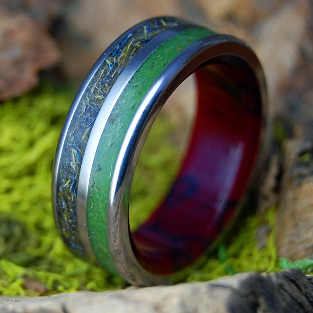 MARRIAGE OF THE MACAW | Men's Macaw Feathers, Marijuana, Jasper Stone Titanium Wedding Ring - Minter and Richter Designs