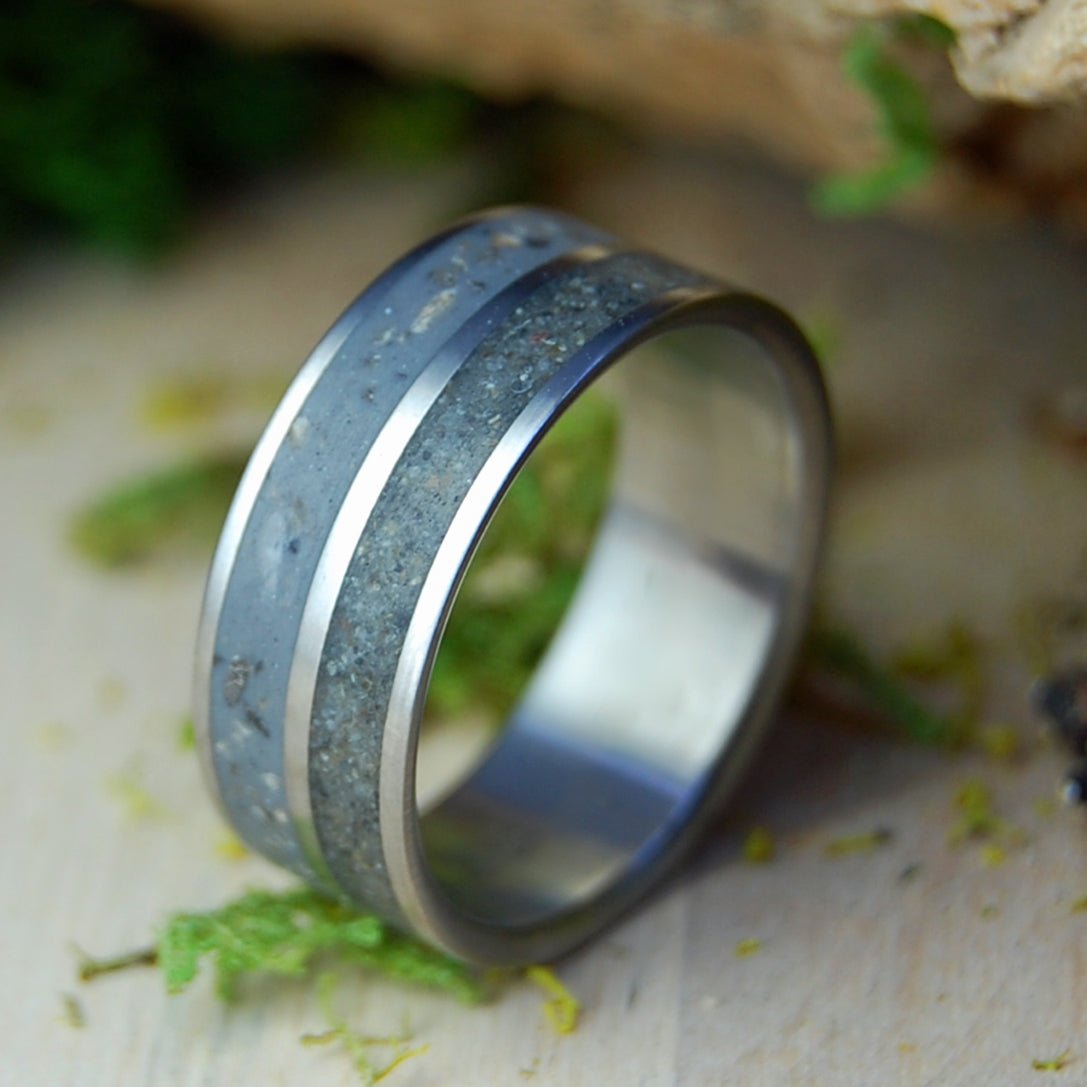 Michigan to Alaska | Petoskey Stone and Alaskan Beach Sand - Unique Wedding Ring - Minter and Richter Designs