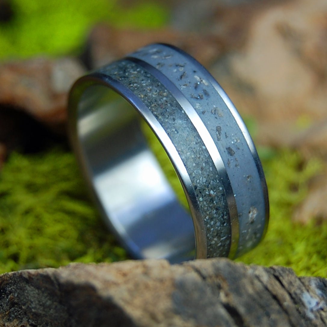 Michigan to Alaska | Petoskey Stone and Alaskan Beach Sand - Unique Wedding Ring - Minter and Richter Designs