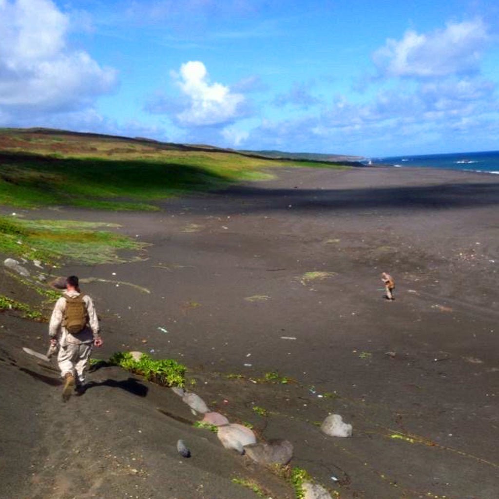 Midnight At Iwo Jima | Men's Iwo Jima Beach Sand & Titanium Military Memorial Wedding Ring - Minter and Richter Designs