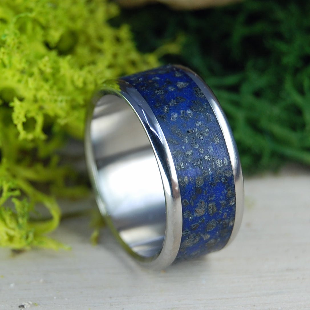 Midnight At Iwo Jima | Men's Iwo Jima Beach Sand & Titanium Military Memorial Wedding Ring - Minter and Richter Designs