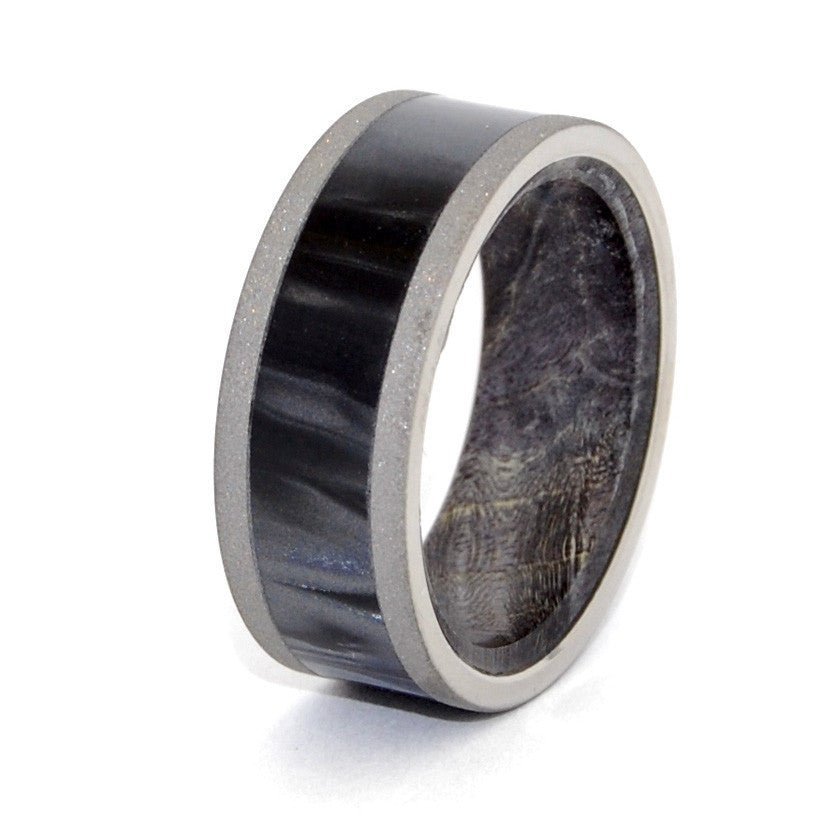 Midnight Is Ours | Men's Black Box Elder Wood, Resin & Titanium Wedding Ring - Minter and Richter Designs