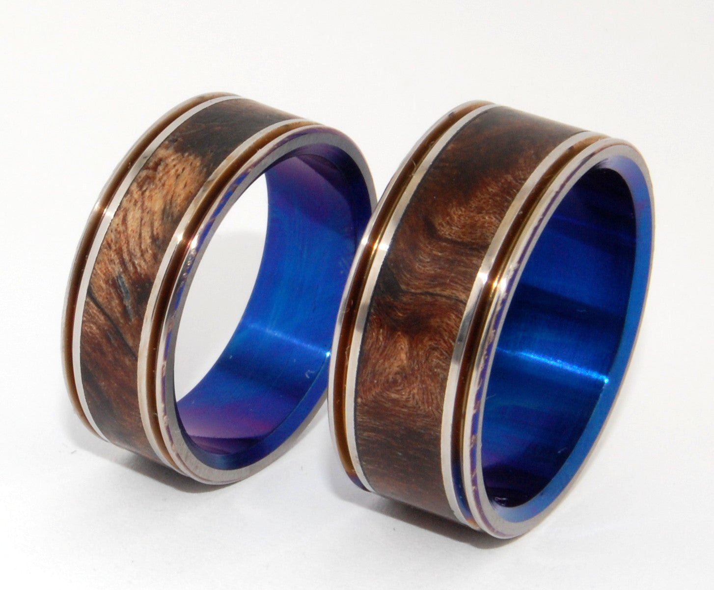 Miracles Happen Twice | Dark Maple Wood & Titanium - Unique Wedding Ring Set - Minter and Richter Designs