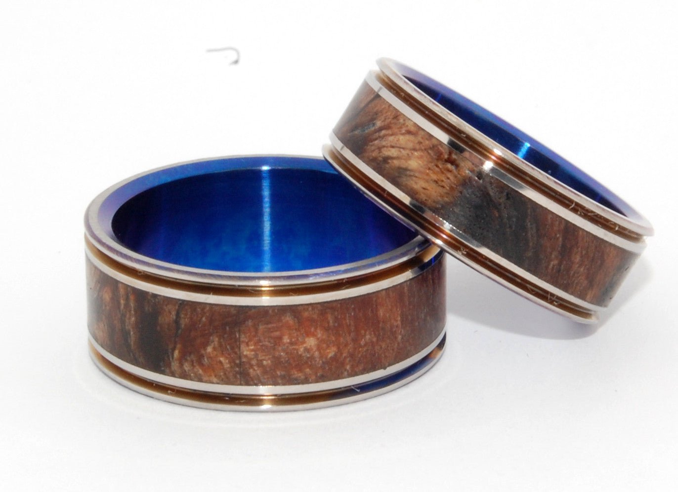 Miracles Happen Twice | Dark Maple Wood & Titanium - Unique Wedding Ring Set - Minter and Richter Designs