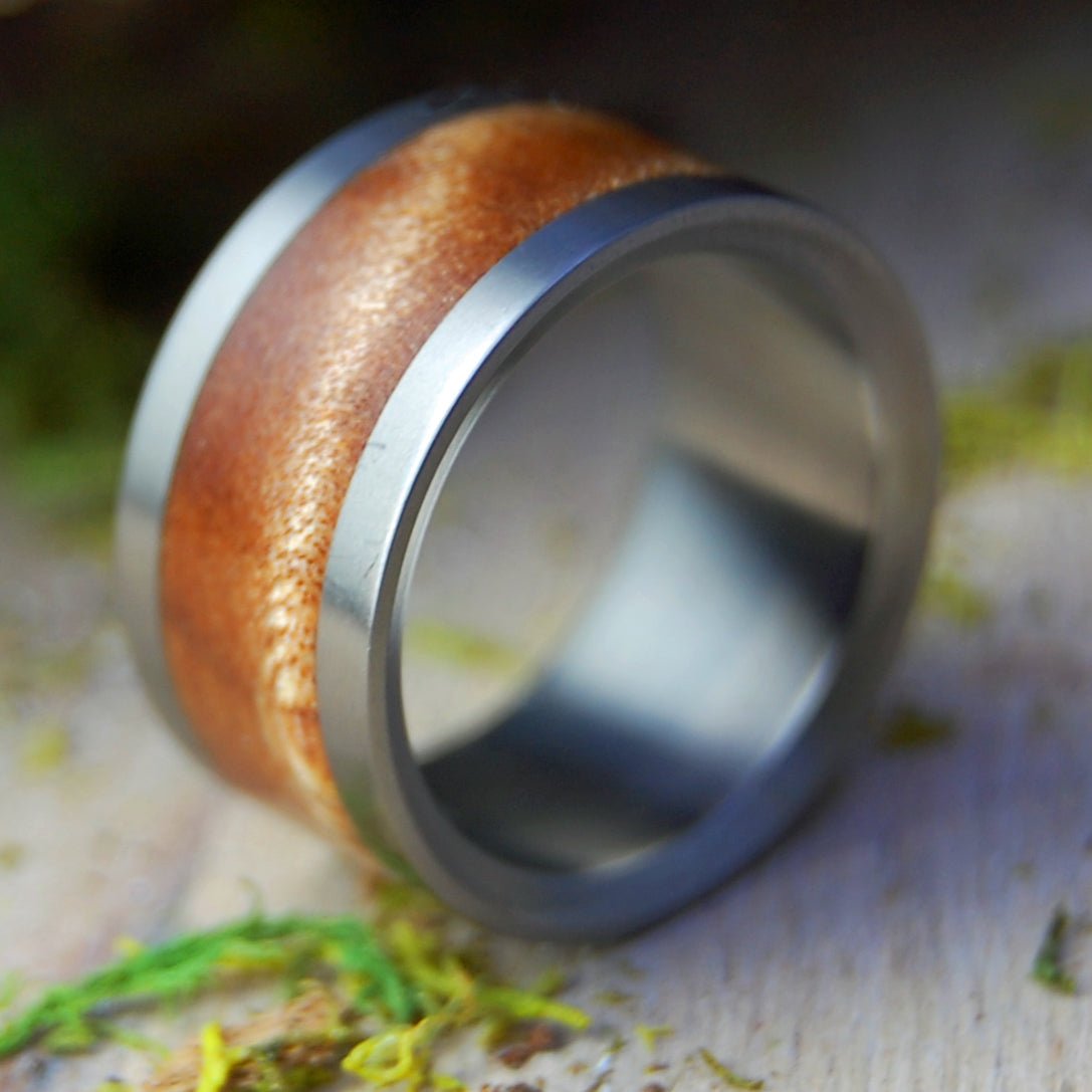Moon | Size 5.5 At 9.5mm | Maple Wood | Unique Wedding Band | On Sale - Minter and Richter Designs