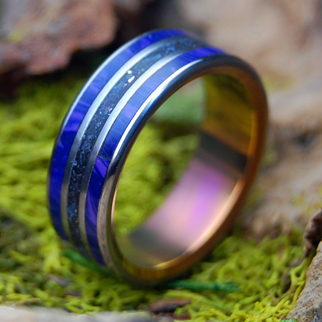 MY PURPLE LAVA QUEEN | Men's Charoite, Icelandic Beach Sand & Titanium Wedding Ring - Minter and Richter Designs