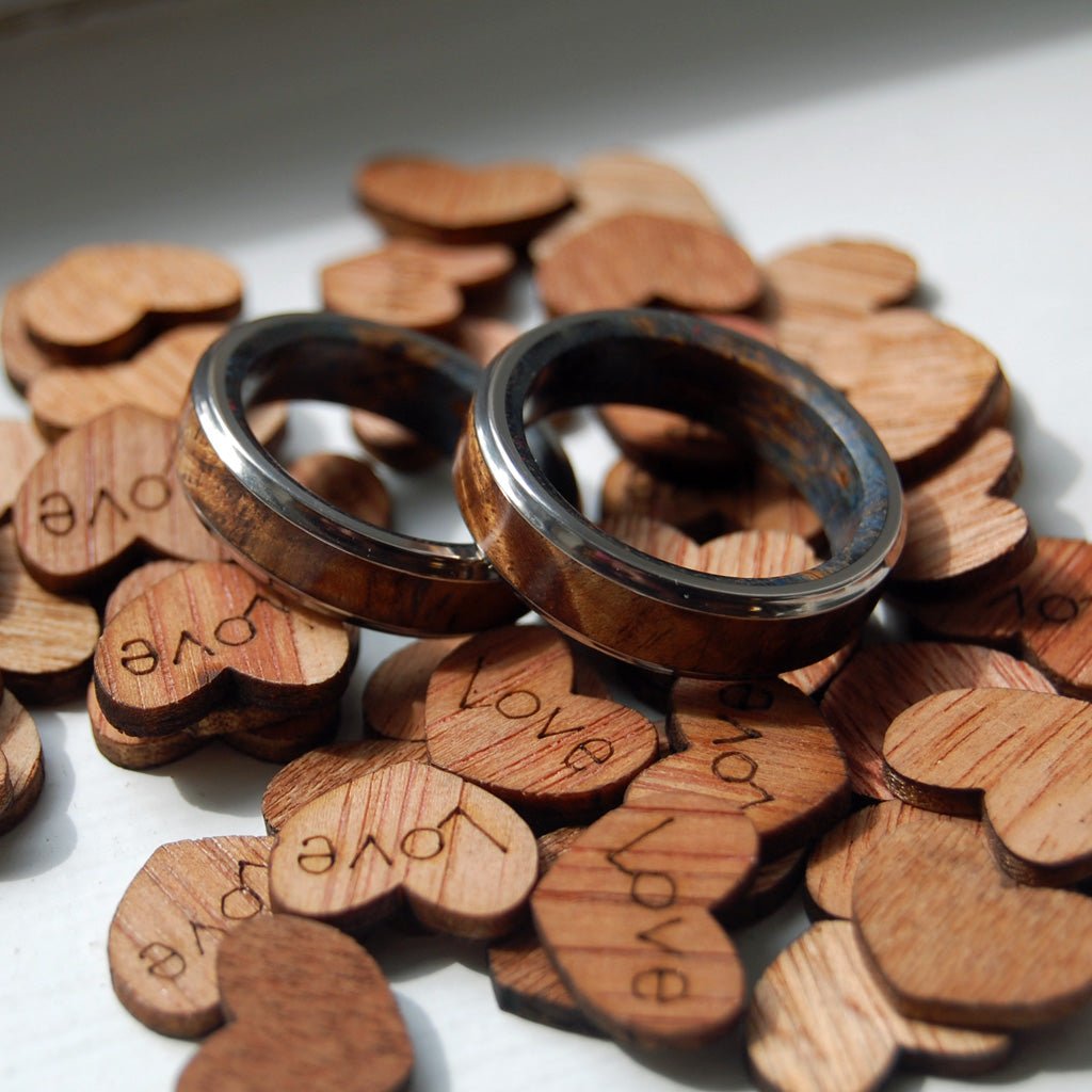 Night Blue | Hawaiian Koa Wood & Titanium - Unique Wedding Ring - Wedding Ring Set - Minter and Richter Designs