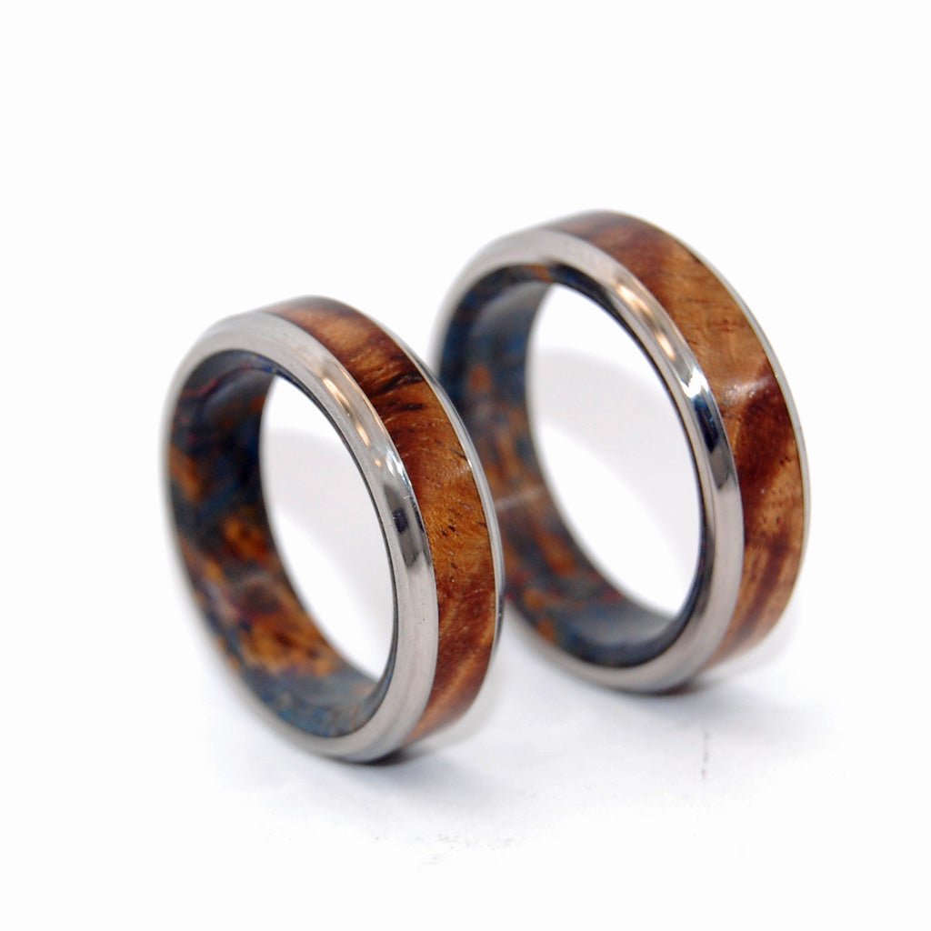 Night Blue | Hawaiian Koa Wood & Titanium - Unique Wedding Ring - Wedding Ring Set - Minter and Richter Designs