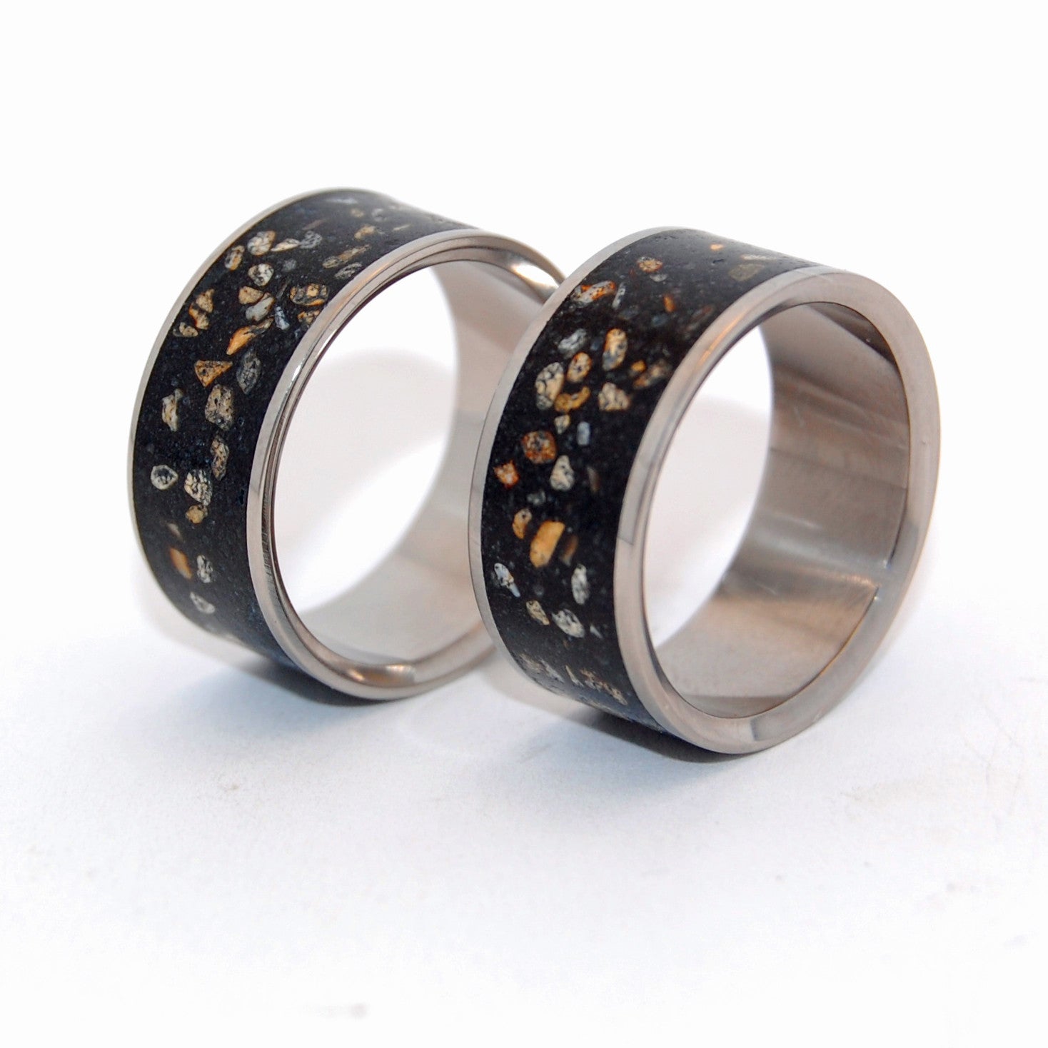 Night Sky | Beach Sand & Titanium Wedding Ring Set - Minter and Richter Designs