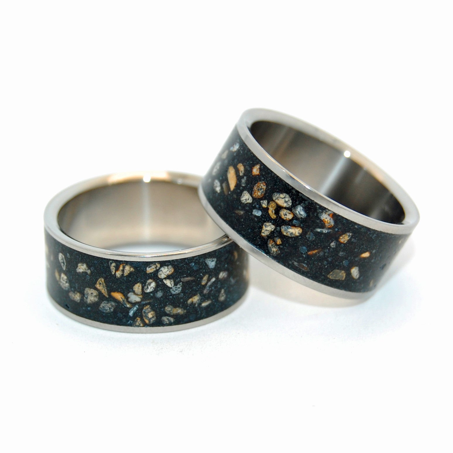 Night Sky | Beach Sand & Titanium Wedding Ring Set - Minter and Richter Designs