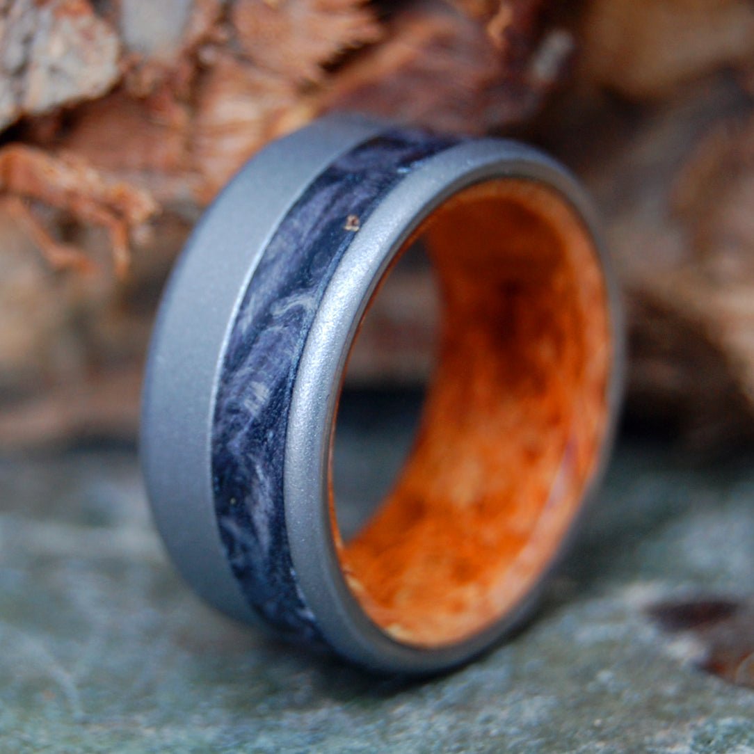 Nil Sine Numine | Men's Box Elder Wood & Titanium Wedding Ring - Minter and Richter Designs