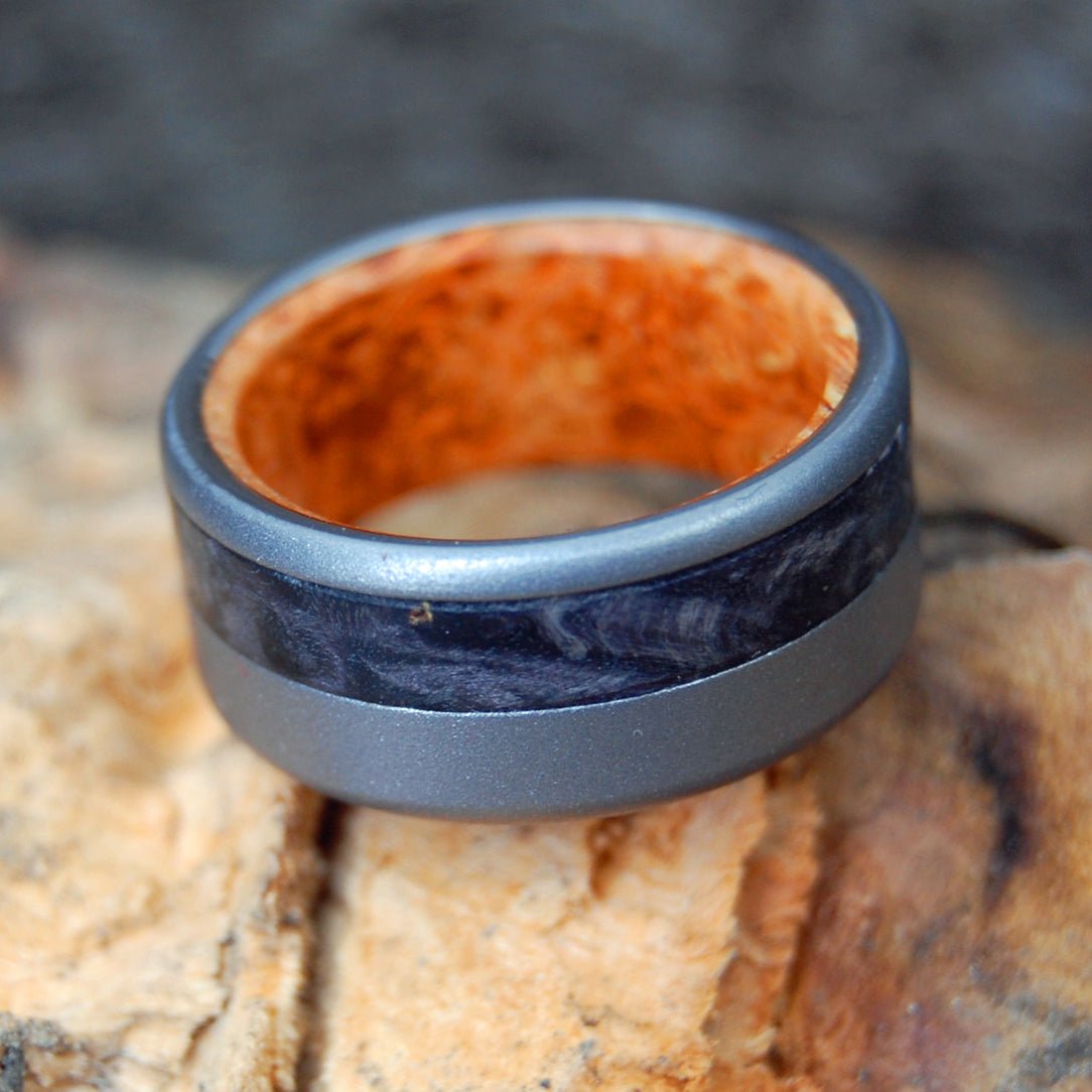 Nil Sine Numine | Men's Box Elder Wood & Titanium Wedding Ring - Minter and Richter Designs