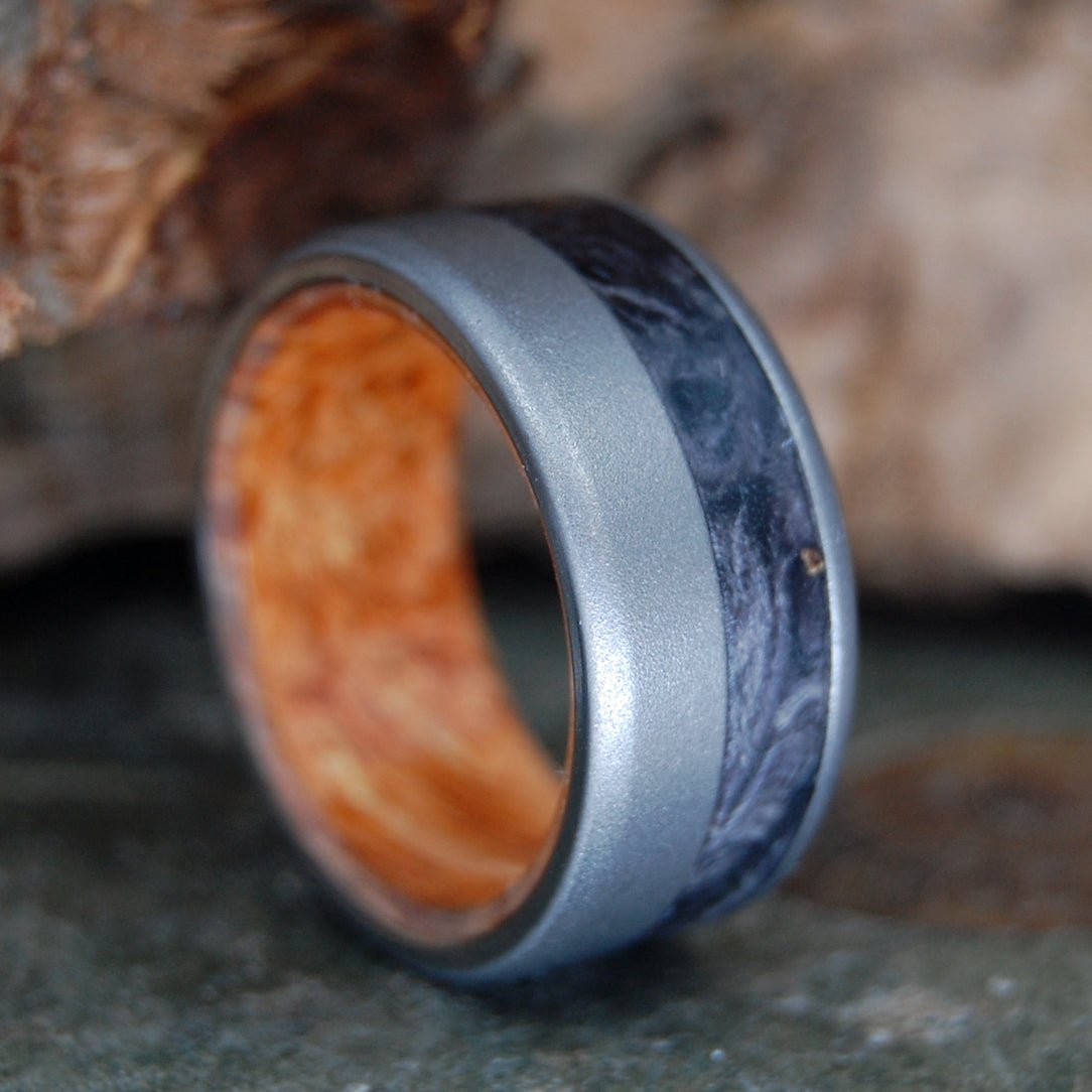Nil Sine Numine | Men's Box Elder Wood & Titanium Wedding Ring - Minter and Richter Designs