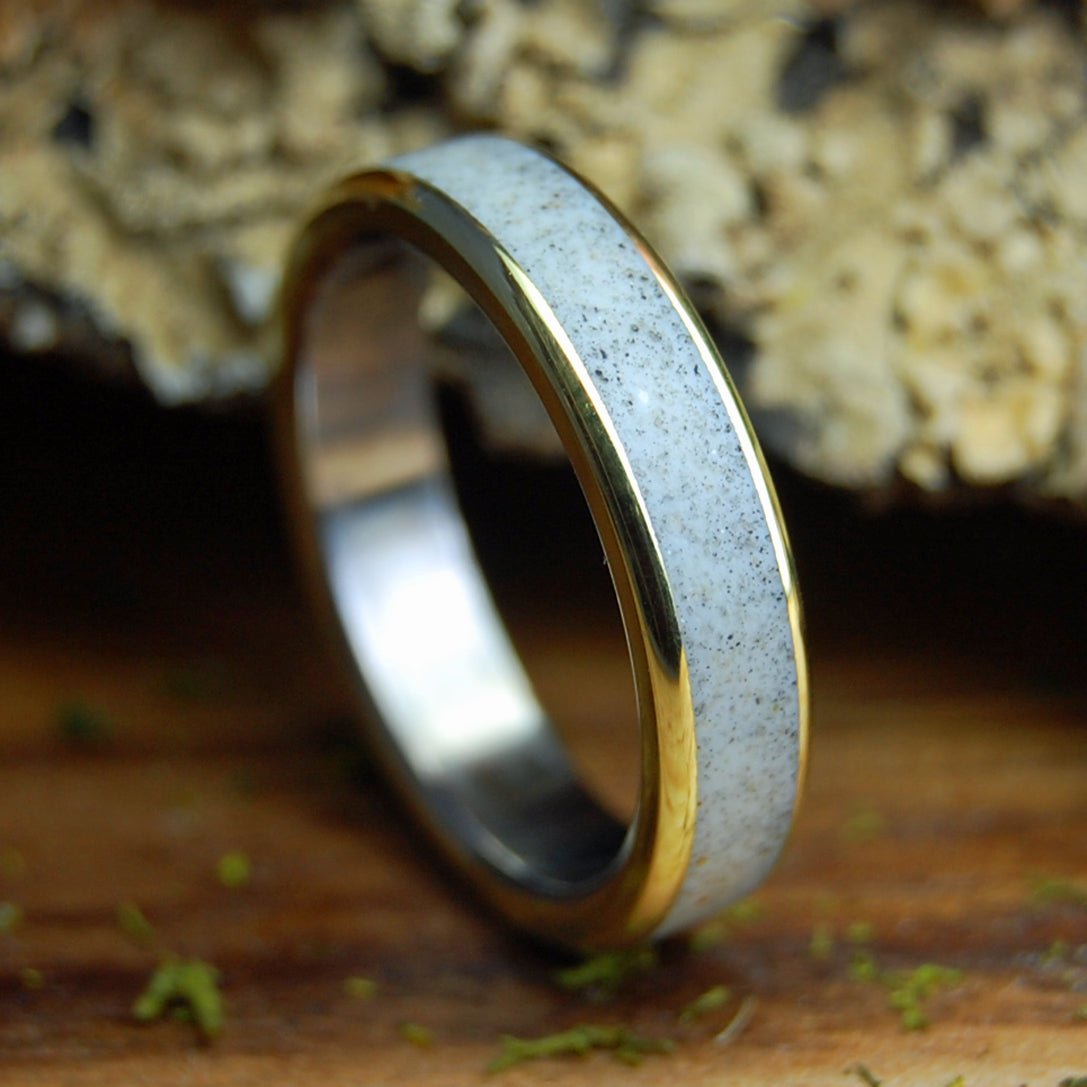 NOBSKA BRASS | Nobska Beach MA, Brass & Titanium Wedding Ring - Minter and Richter Designs
