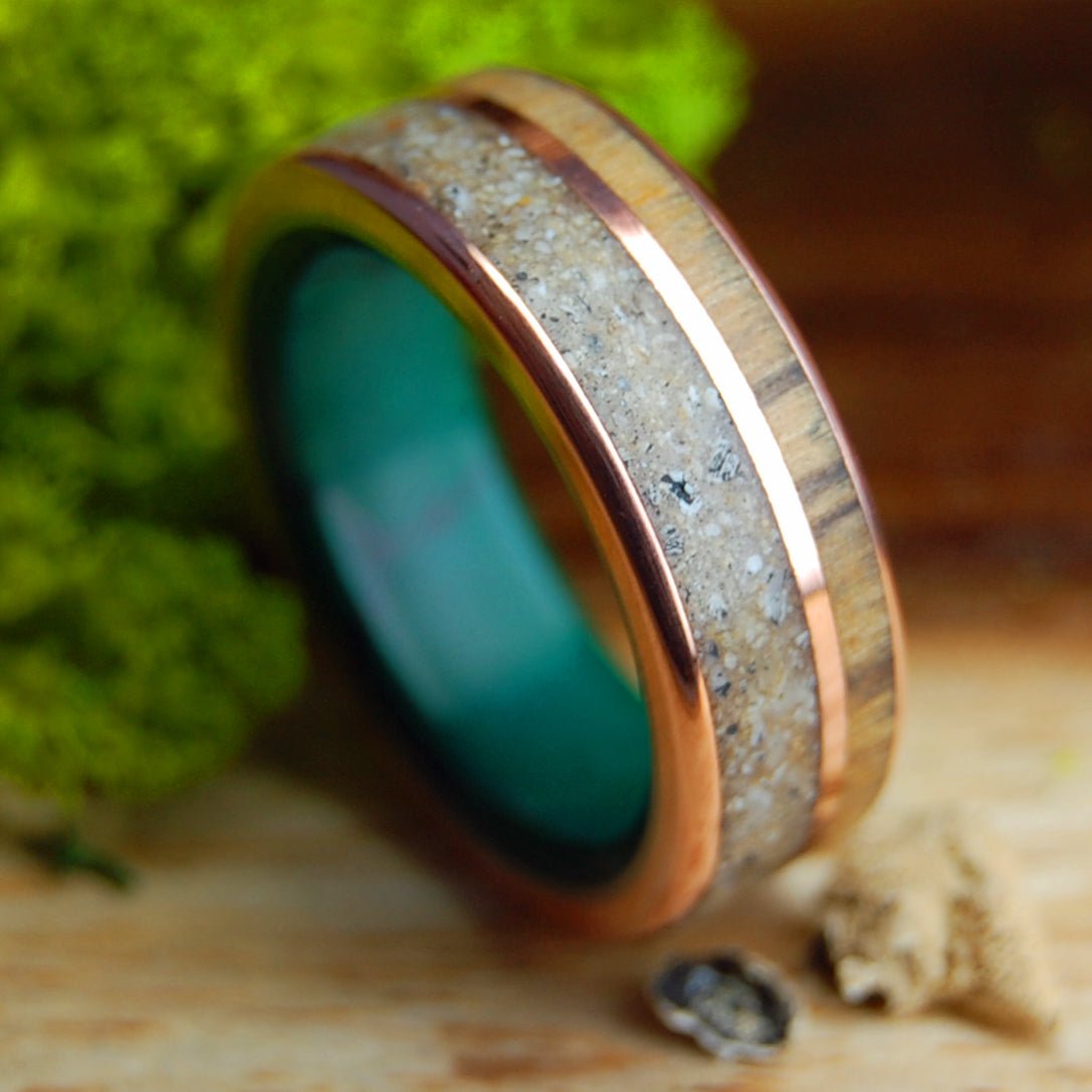 ODE TO CYPRUS | Copper, Jade & Cyprus Beach Sand Wedding Ring - Minter and Richter Designs