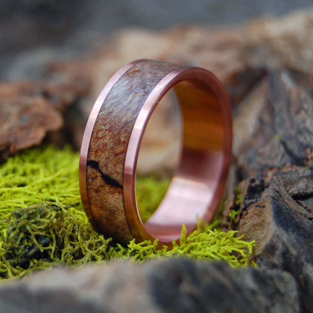 Ode To The Copper Miner | Men's Copper, Spalted Maple Wood & Titanium Wedding Ring - Minter and Richter Designs