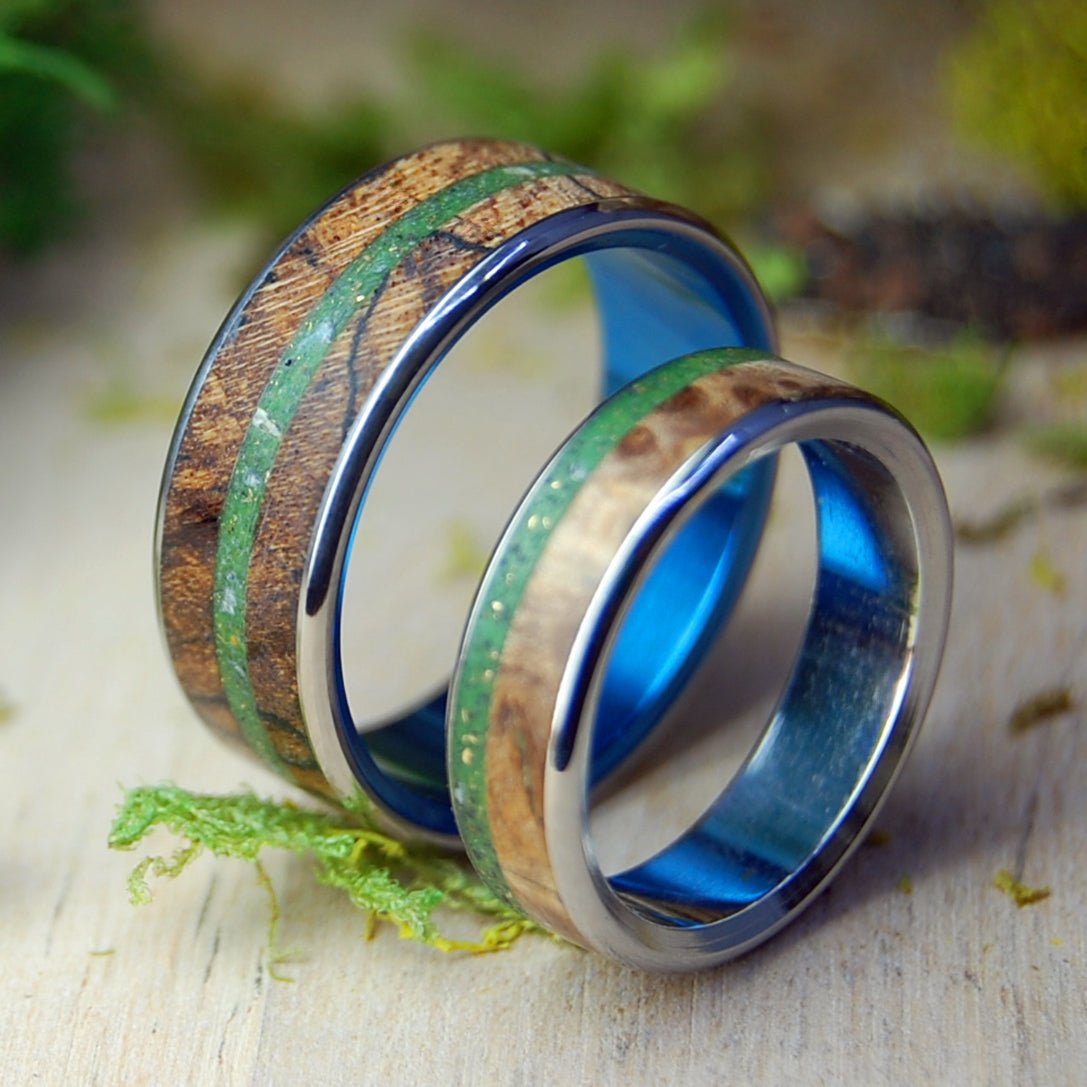 Ogunquit Acadia Gold | Beach Sand & Gold & Maple Wood - Unique Wedding Rings - Minter and Richter Designs