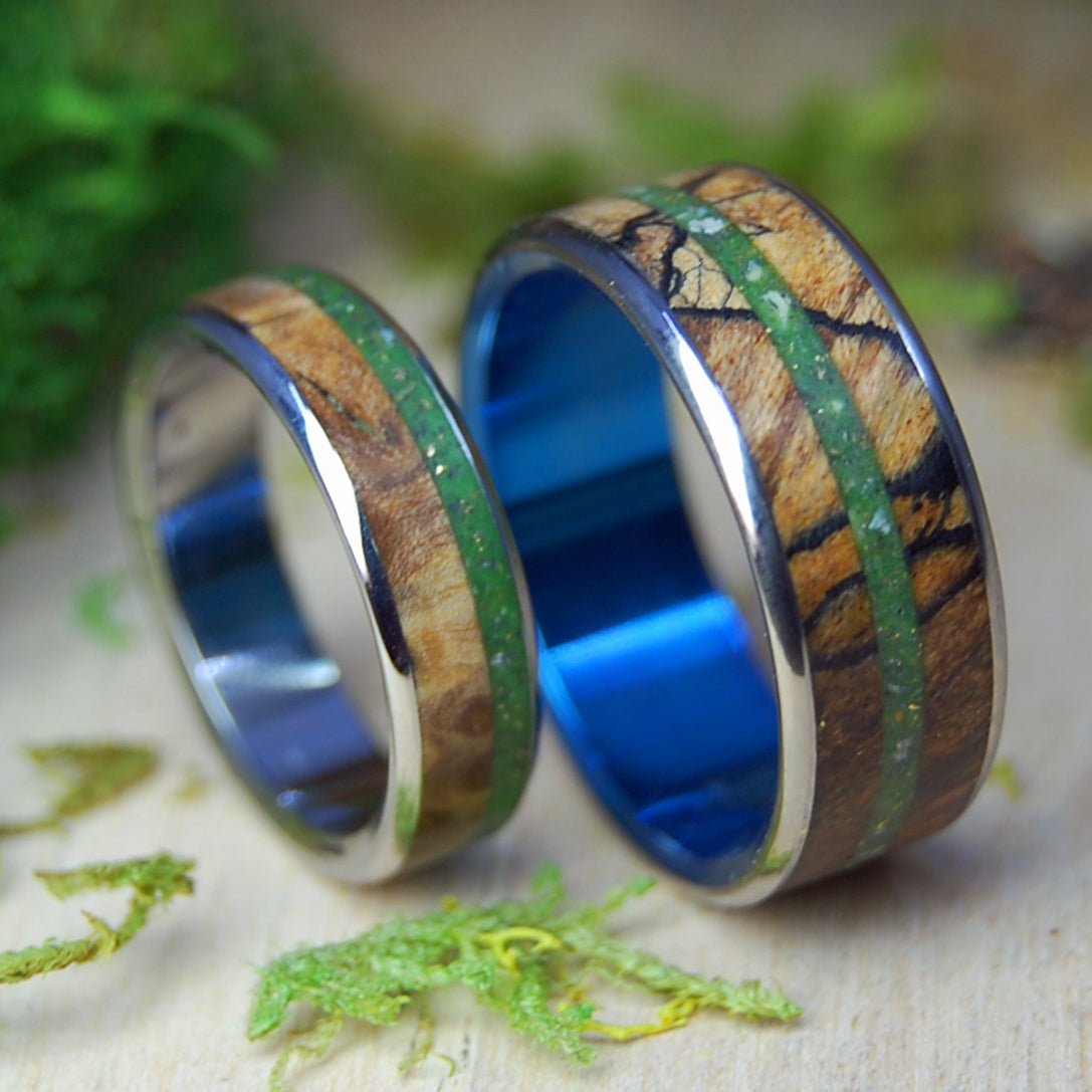 Ogunquit Acadia Gold | Beach Sand & Gold & Maple Wood - Unique Wedding Rings - Minter and Richter Designs