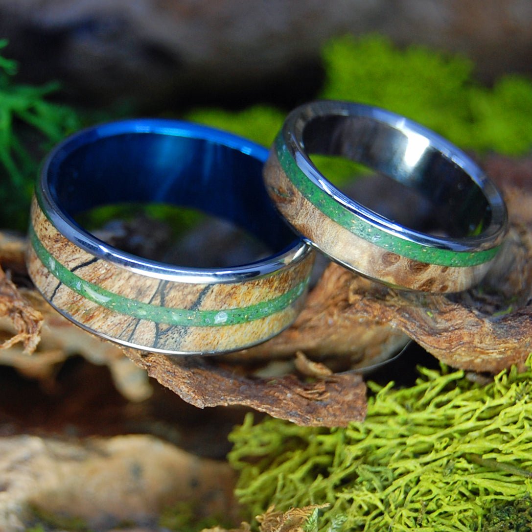 Ogunquit Acadia Gold | Beach Sand & Gold & Maple Wood - Unique Wedding Rings - Minter and Richter Designs