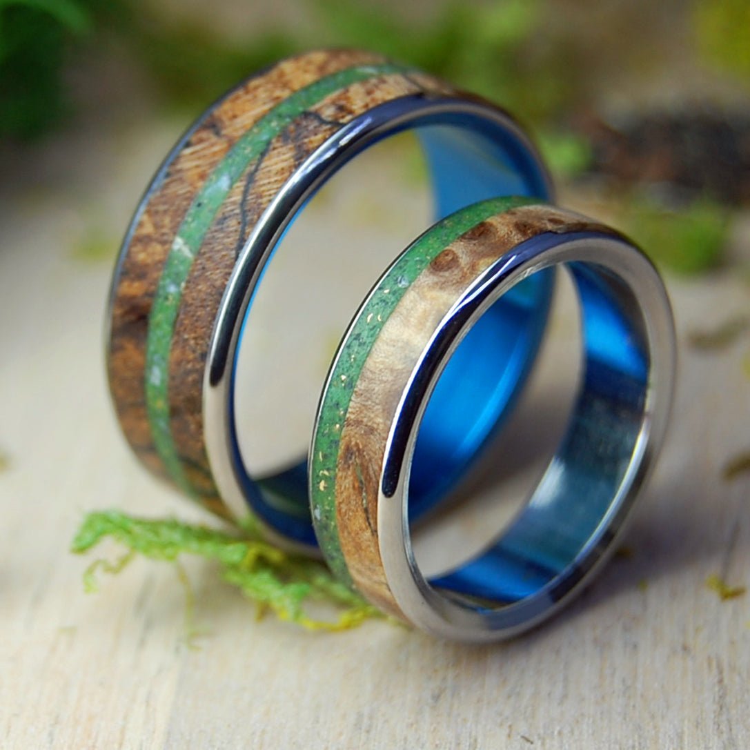 Ogunquit Acadia Gold | Beach Sand & Gold & Maple Wood - Unique Wedding Rings - Minter and Richter Designs