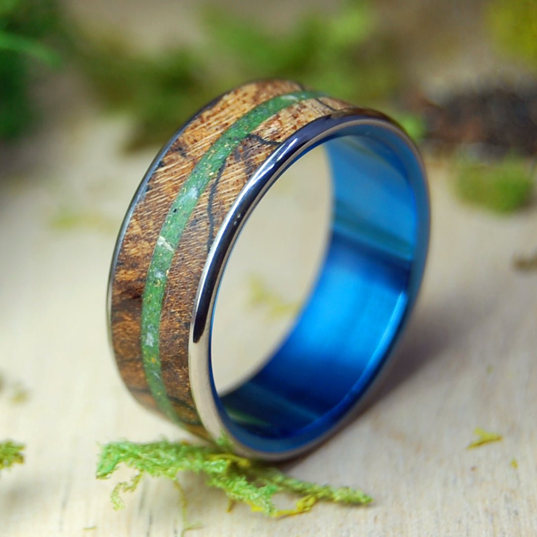 Ogunquit Acadia Gold Triple | Beach Sand & Gold & Spalted Maple Wood - Unique Wedding Ring - Minter and Richter Designs