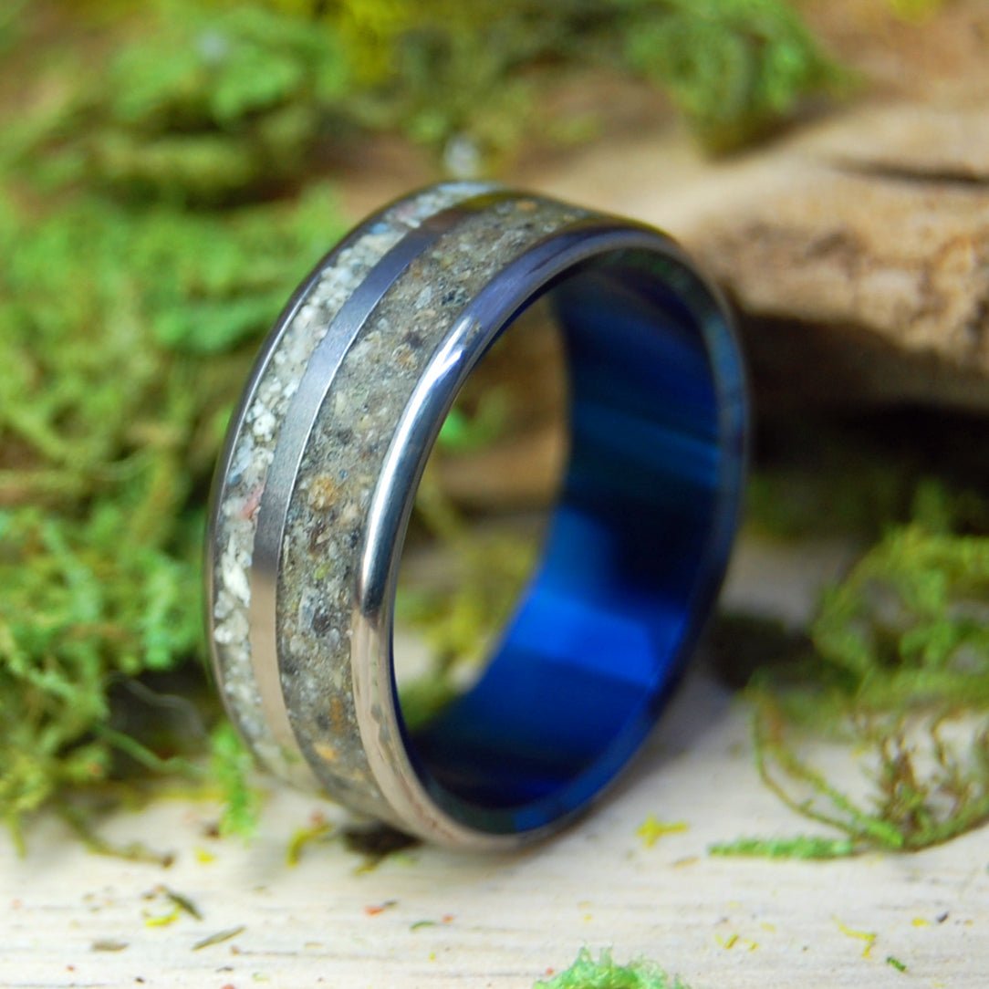 Okinawa German Earth | Men's Okinawa Beach Sand, German Earth & Titanium Wedding Ring - Minter and Richter Designs