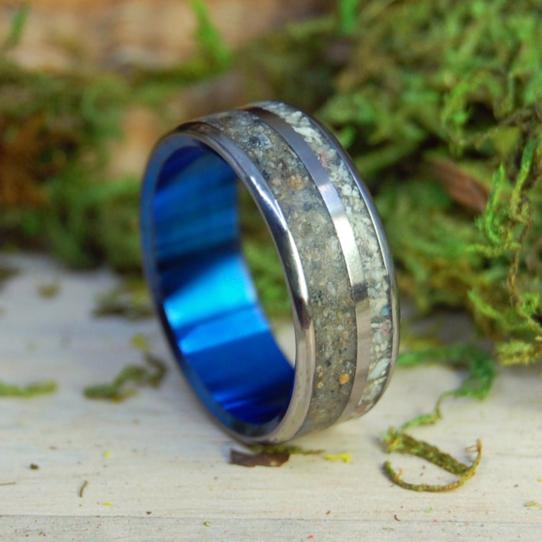 Okinawa German Earth | Men's Okinawa Beach Sand, German Earth & Titanium Wedding Ring - Minter and Richter Designs