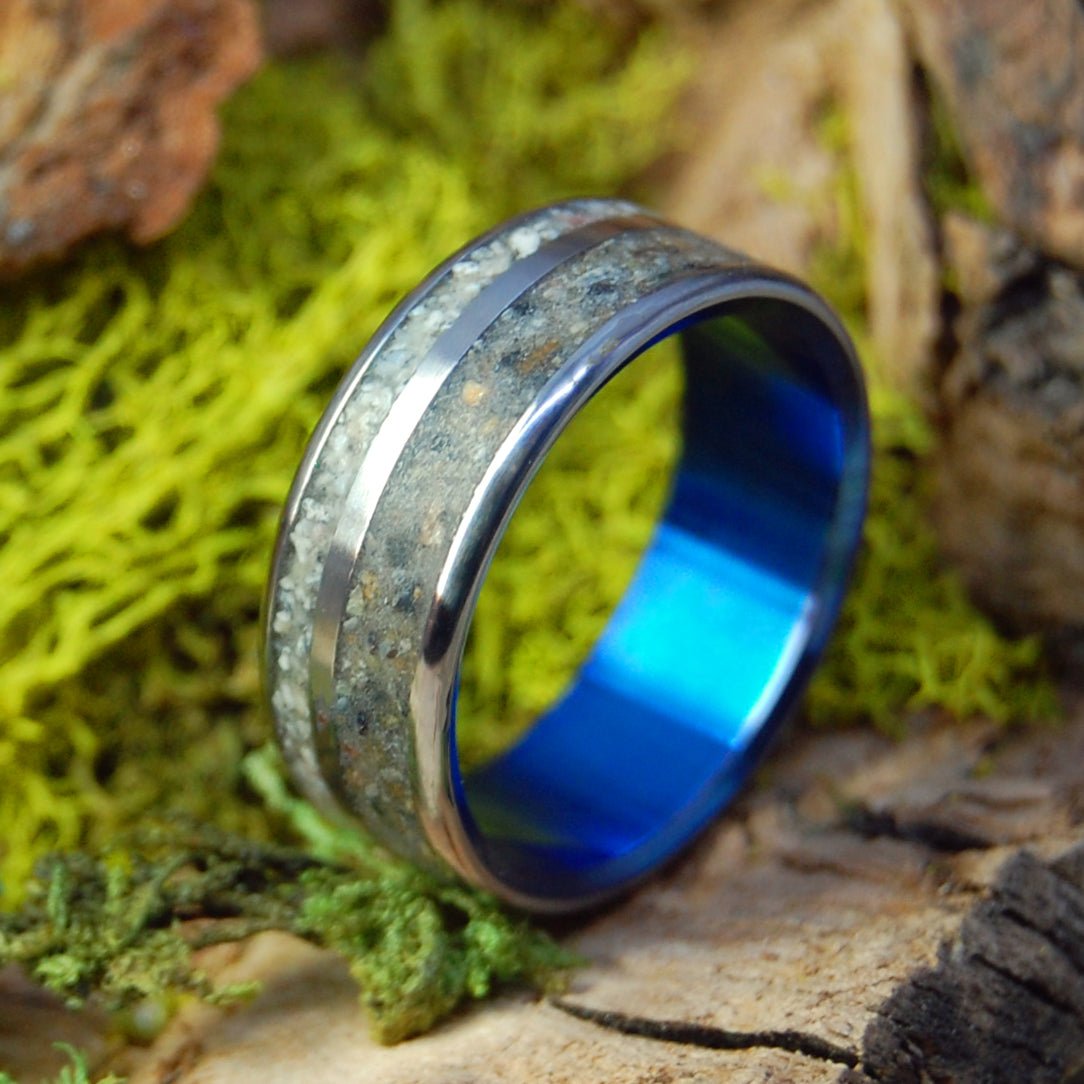 Okinawa German Earth | Men's Okinawa Beach Sand, German Earth & Titanium Wedding Ring - Minter and Richter Designs