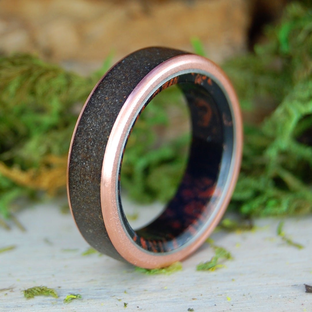 One Night In Morocco | Men's Copper, Sahara Desert Sand & Titanium Wedding Ring - Minter and Richter Designs