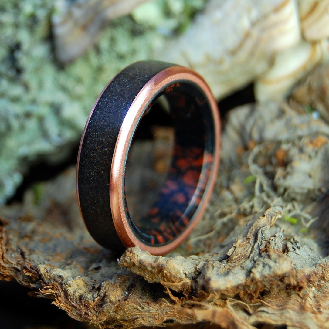 One Night In Morocco | Men's Copper, Sahara Desert Sand & Titanium Wedding Ring - Minter and Richter Designs