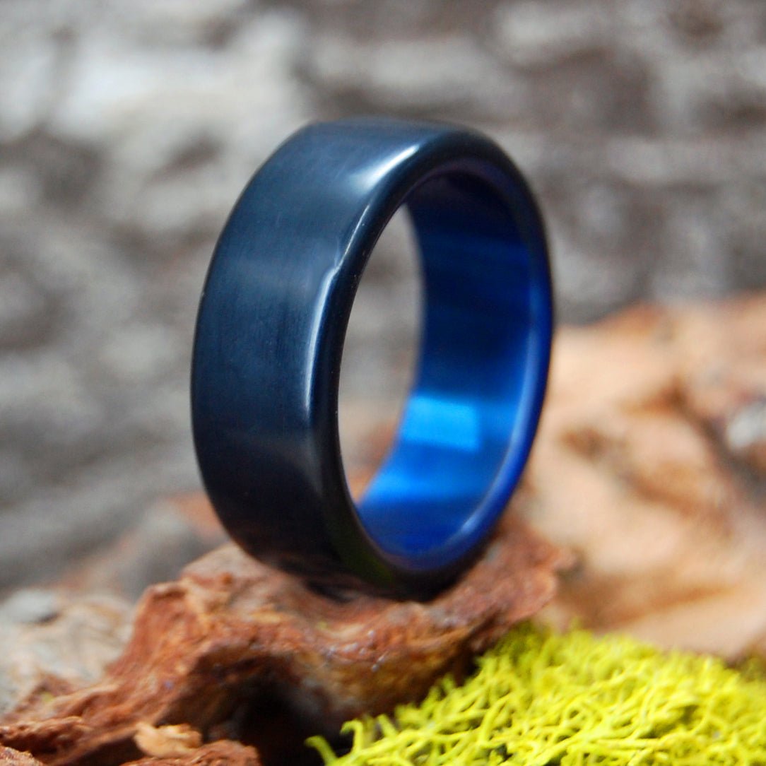 Othello | Size 10.5 At 7.9mm | Black Resin | Unique Wedding Ring | On Sale - Minter and Richter Designs