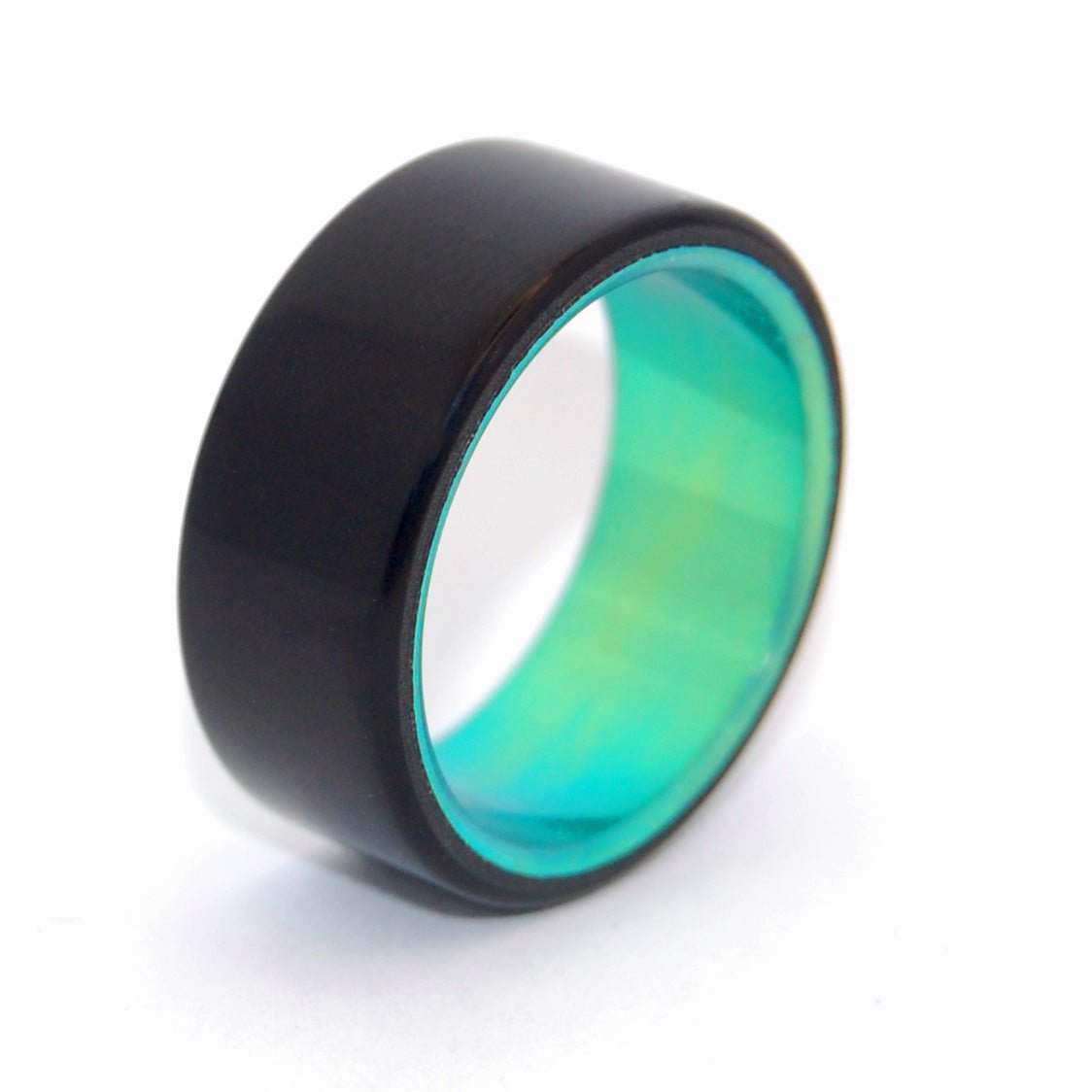 Othello's Envy | Men's Onyx Stone, Green Anodized Titanium Wedding Ring - Minter and Richter Designs
