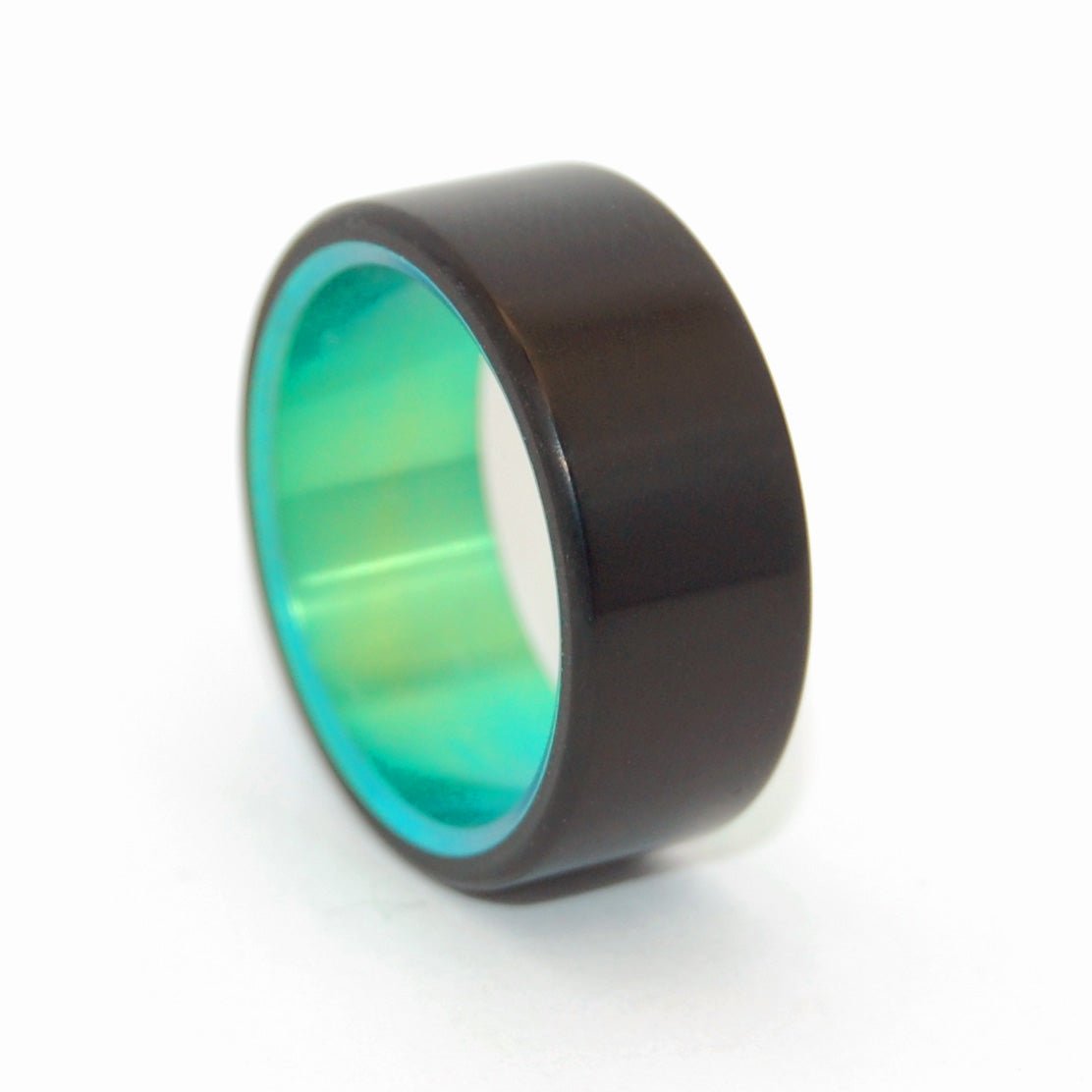 Othello's Envy | Men's Onyx Stone, Green Anodized Titanium Wedding Ring - Minter and Richter Designs