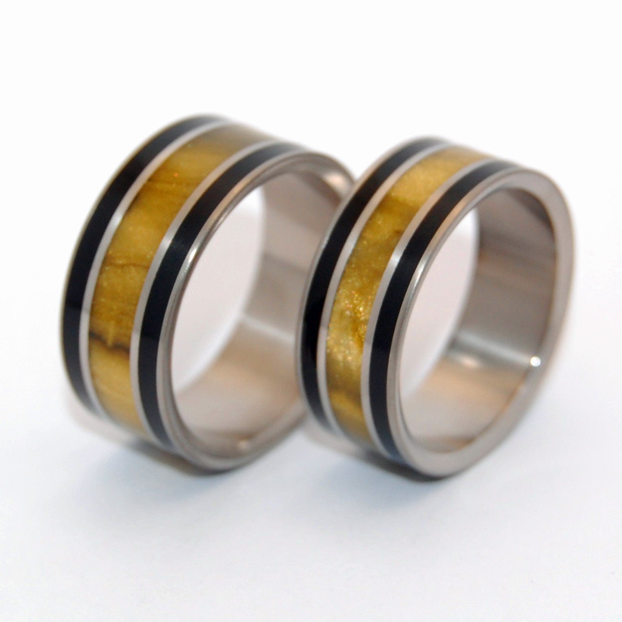 Our Summit | Tiger Eye Stone & Onyx Stone - Unique Titanium Wedding Ring Set - Minter and Richter Designs