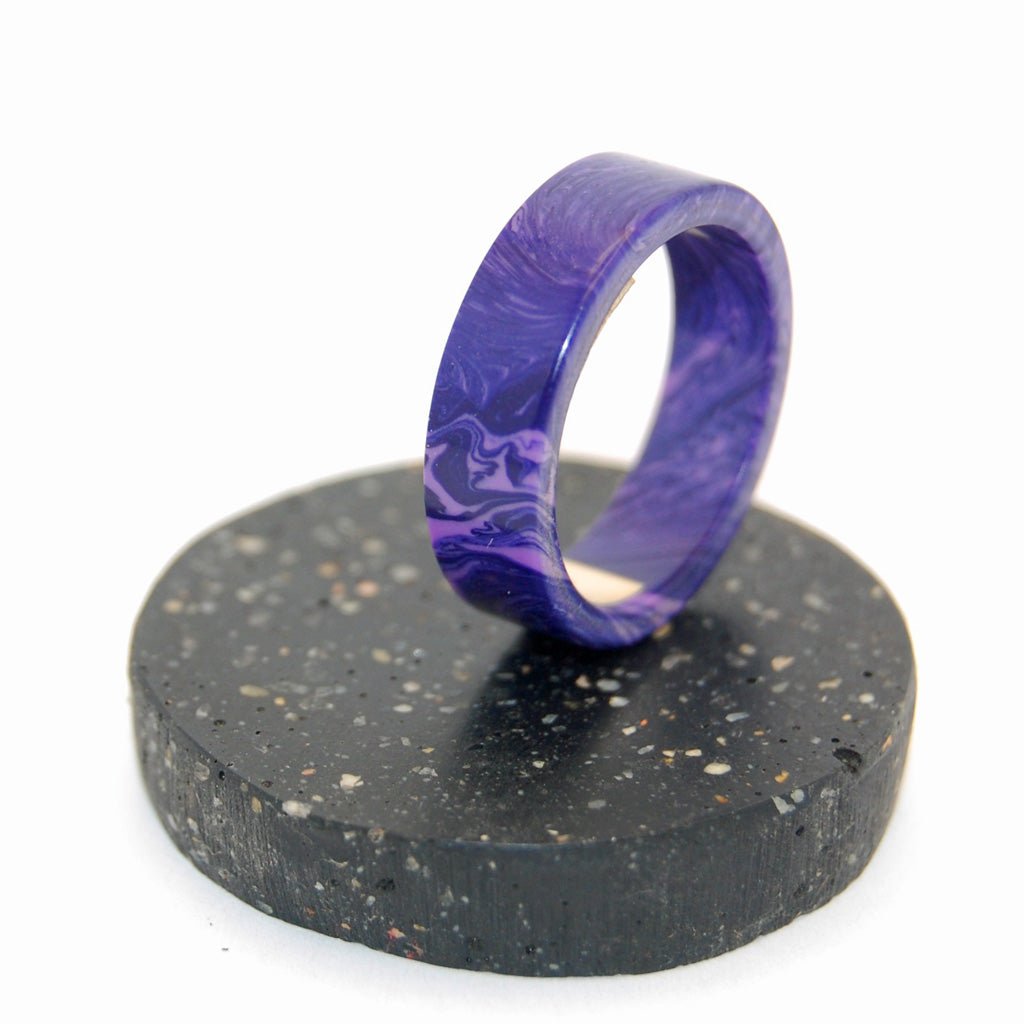 Paradise Cove | Men's Charoite, Beach Sand & Titanium Wedding Ring - Minter and Richter Designs