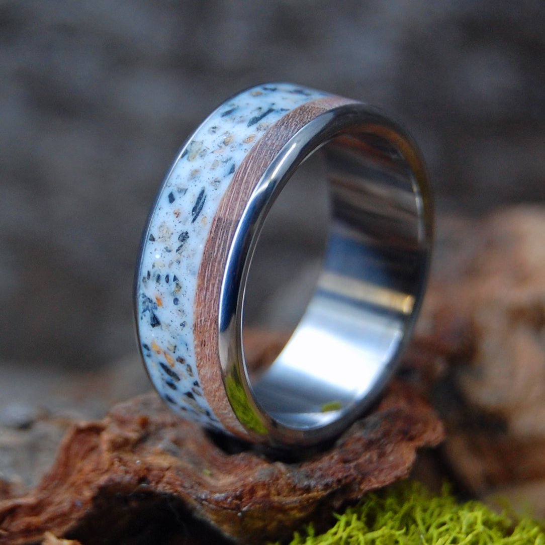 Places I Love | Men's Icelandic Lava, Miami Beach Sand, Maple & Titanium Wedding Ring - Minter and Richter Designs